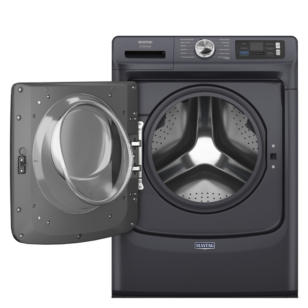Lavadora de carga frontal Maytag Pet Pro de alta eficiencia y capacidad de 5 pies cúbicos con ciclo de vapor apilable inteligente (acero mediano) ENERGY STAR MFW7020RF