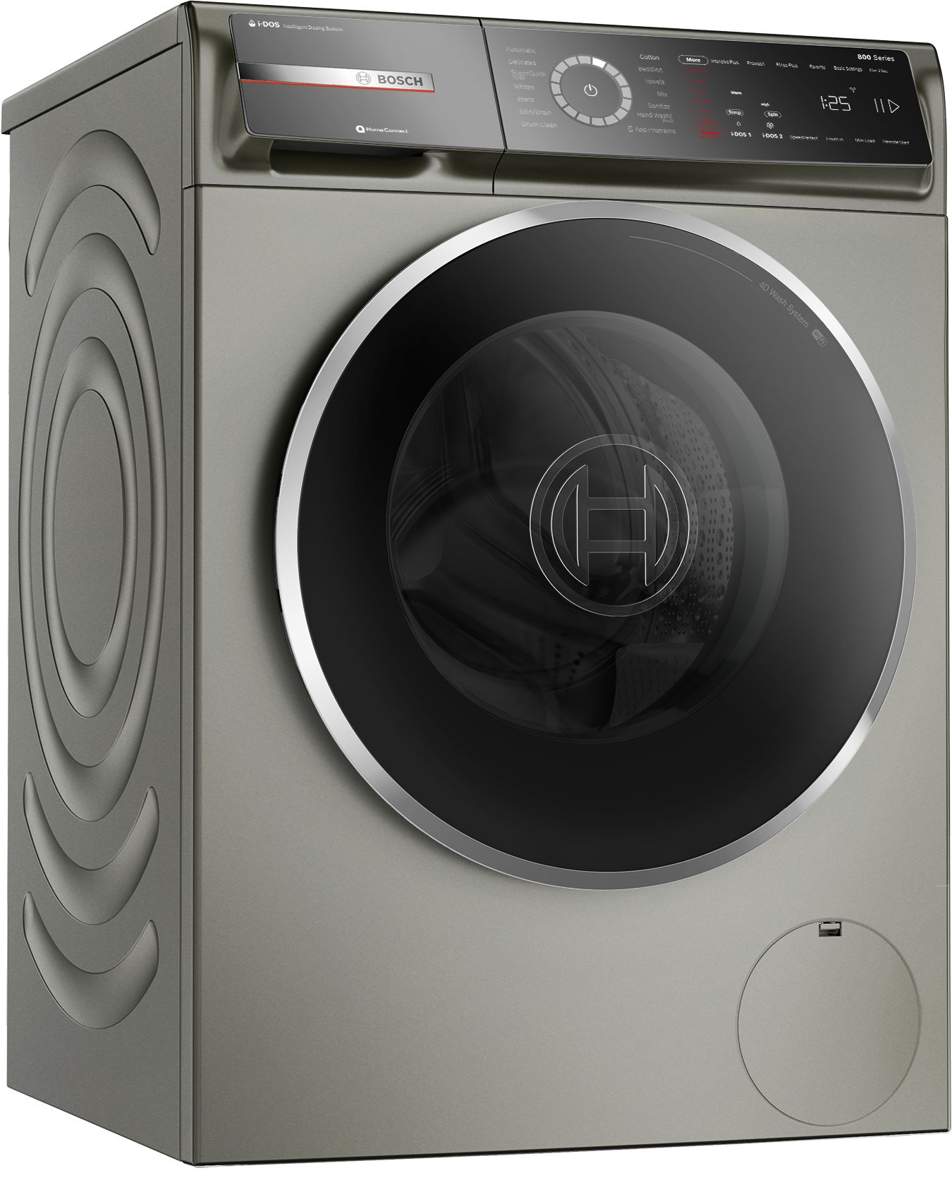 Lavadora de carga frontal apilable Bosch Serie 800 de alta eficiencia con ciclo de vapor inteligente (acero perla) ENERGY STAR WGB246AXUC