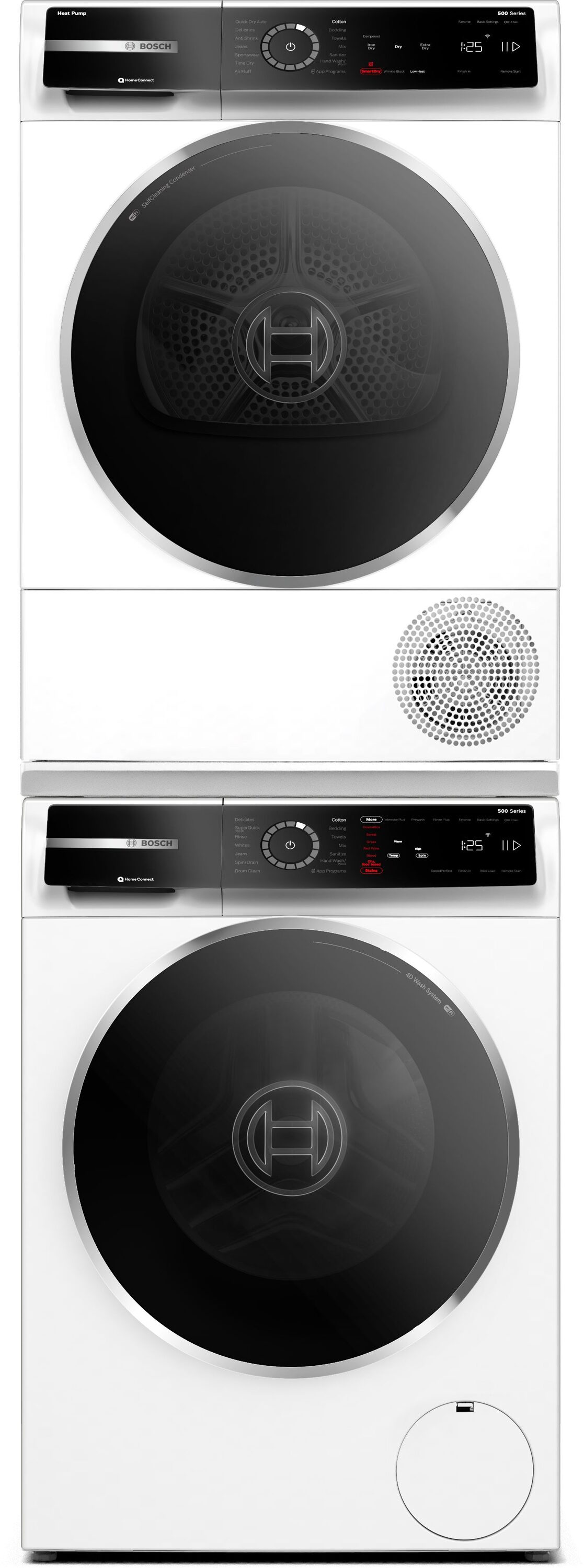 Lavadora Bosch Serie 500 de Carga Frontal Apilable de Alta Eficiencia Inteligente de 2.4 pies cúbicos (Blanca) ENERGY STAR WGB24600UC