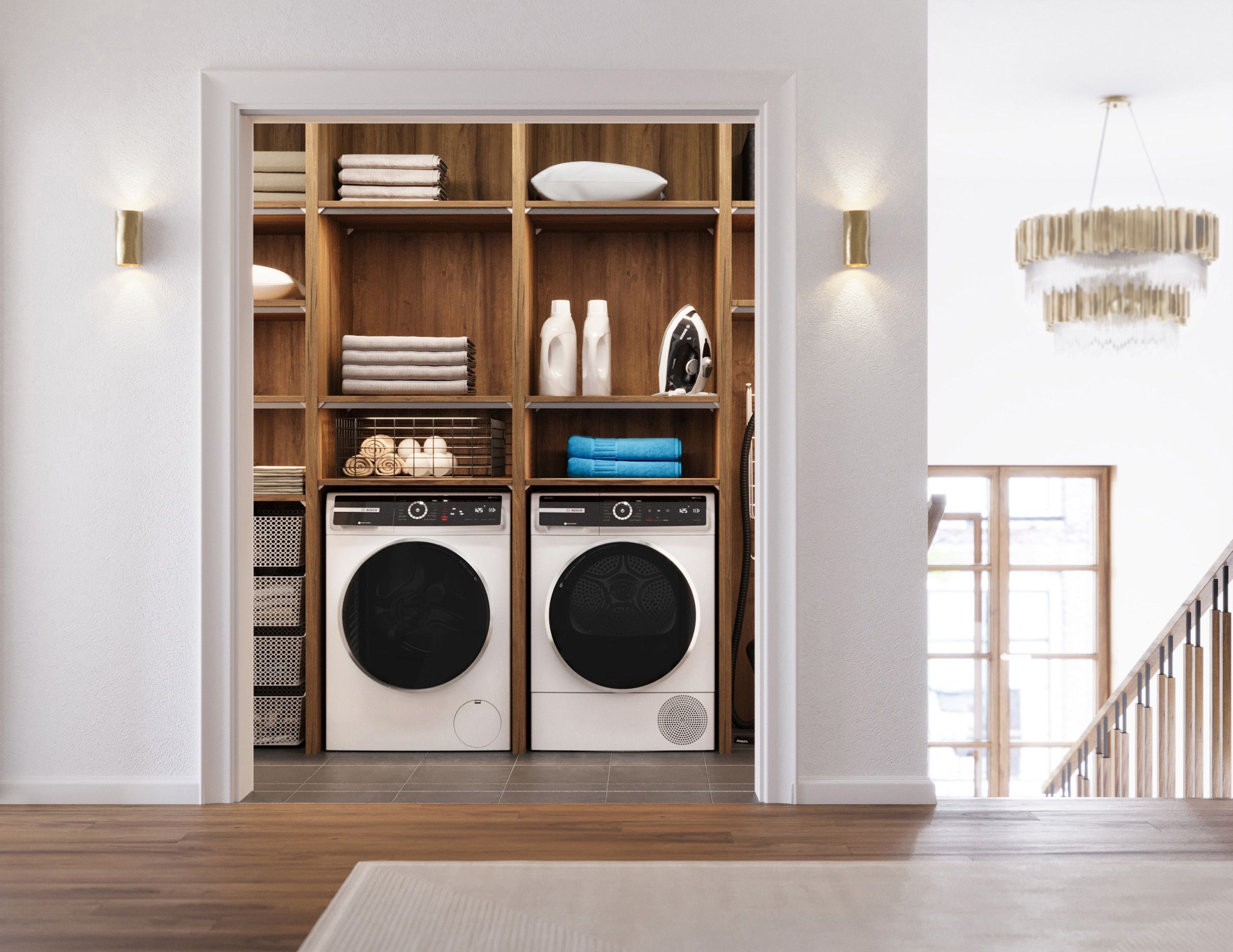 Lavadora Bosch Serie 500 de Carga Frontal Apilable de Alta Eficiencia Inteligente de 2.4 pies cúbicos (Blanca) ENERGY STAR WGB24600UC
