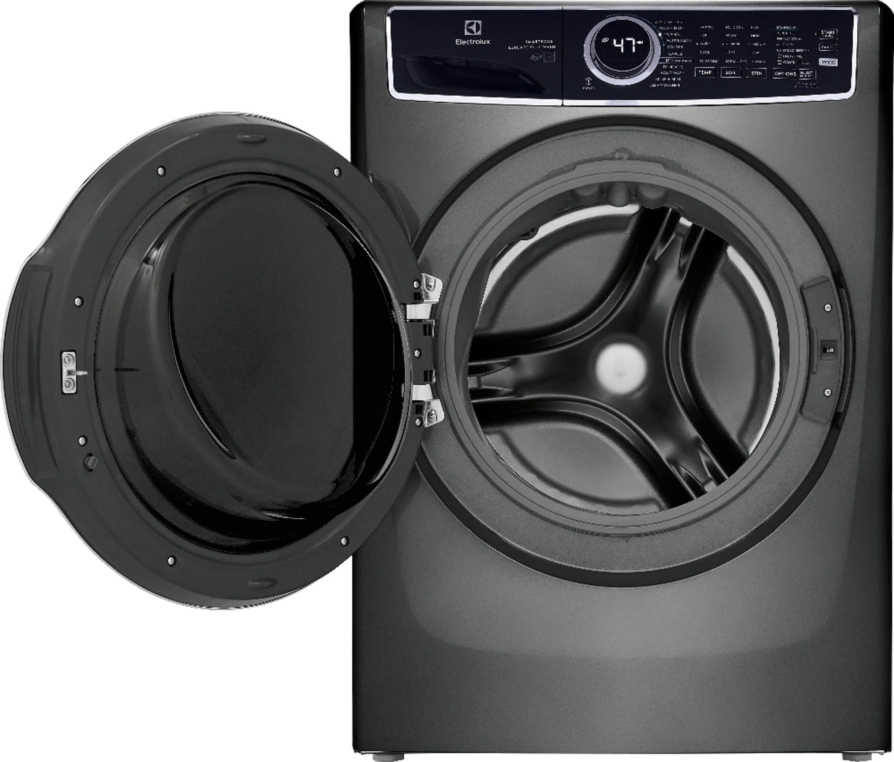 Lavadora de carga frontal de alta eficiencia apilable de 4.5 pies cúbicos con ciclo de vapor, Electrolux Smartboost, Optic Whites y Pure Rinse (Titanio) ENERGY STAR ELFW7637AT