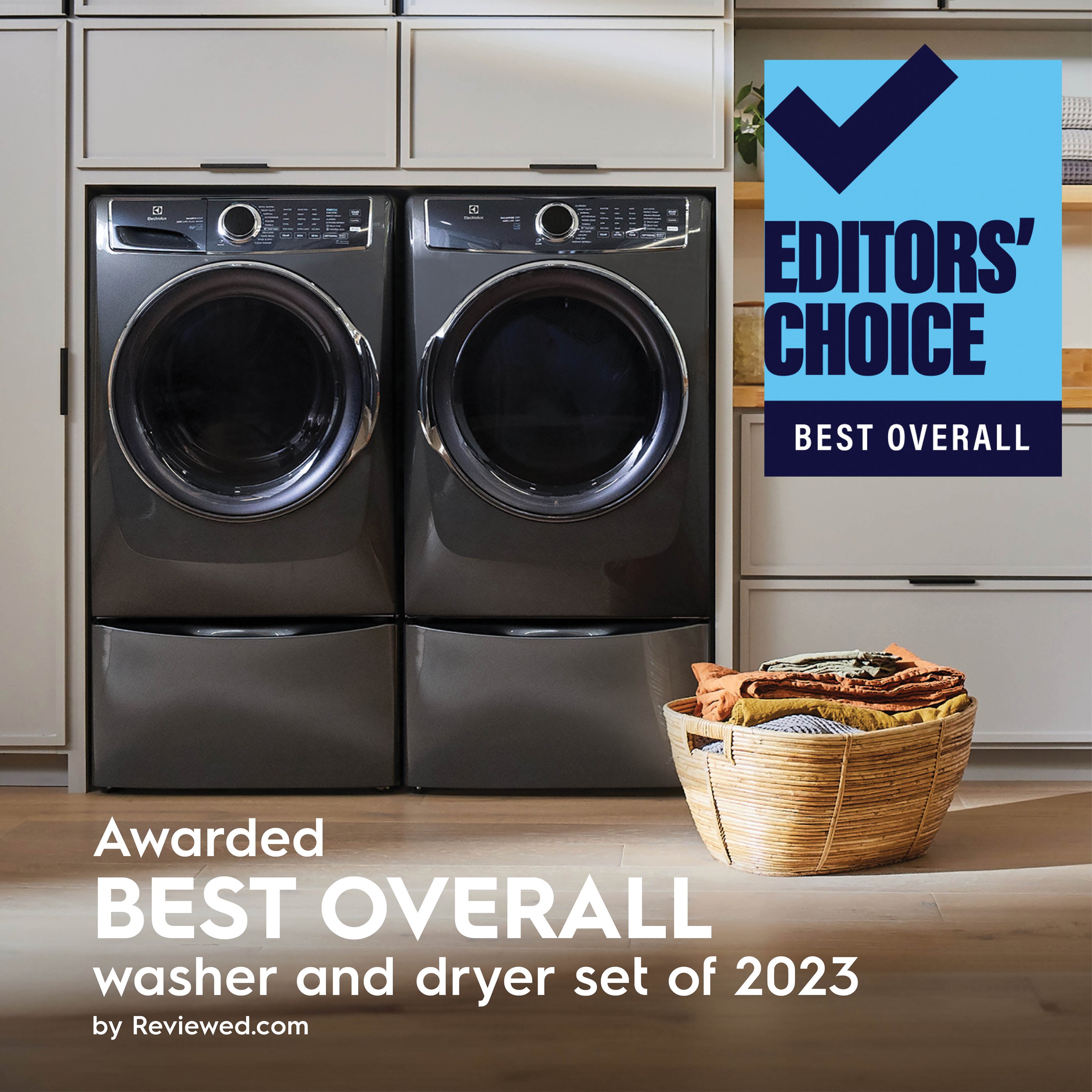 Lavadora de carga frontal de alta eficiencia apilable de 4.5 pies cúbicos con ciclo de vapor, Electrolux Smartboost, Optic Whites y Pure Rinse (Titanio) ENERGY STAR ELFW7637AT