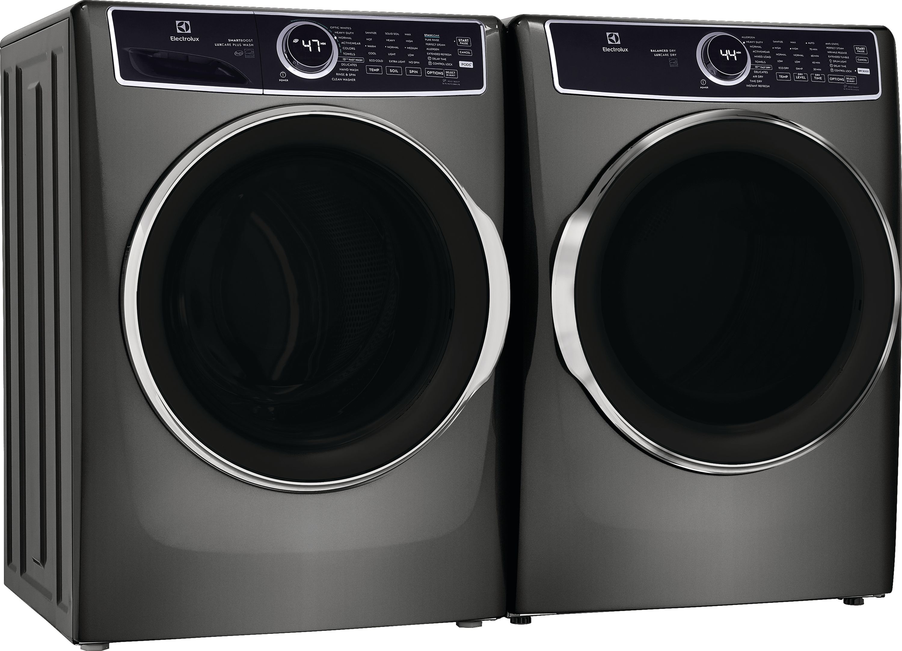 Lavadora de carga frontal de alta eficiencia apilable de 4.5 pies cúbicos con ciclo de vapor, Electrolux Smartboost, Optic Whites y Pure Rinse (Titanio) ENERGY STAR ELFW7637AT