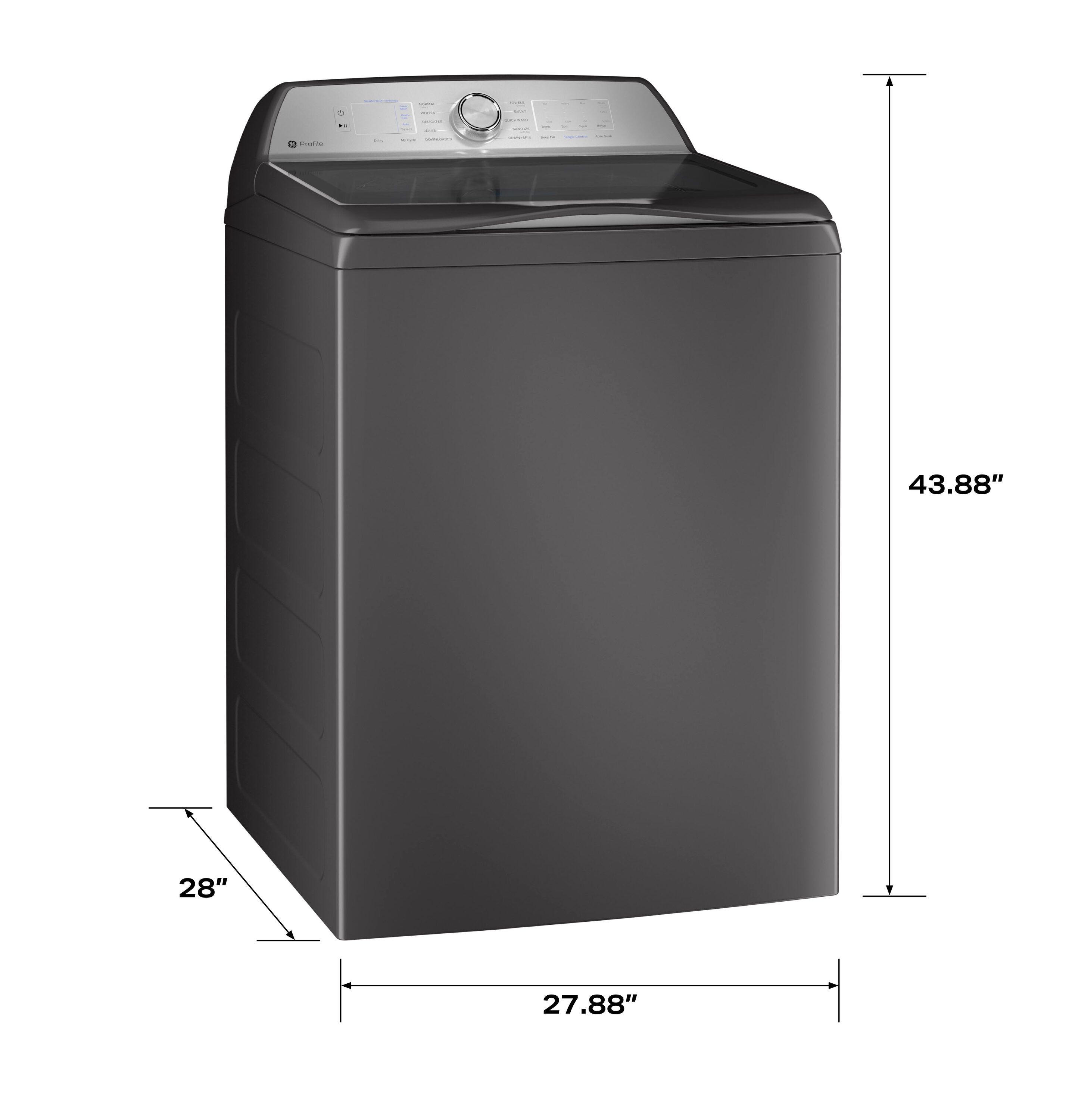 Lavadora de carga superior de alta eficiencia con impulsores inteligentes compatibles con tecnología inteligente de 5.0 pies cúbicos de la marca GE Profile (gris diamante) con certificación ENERGY STAR PTW600BPRDG.