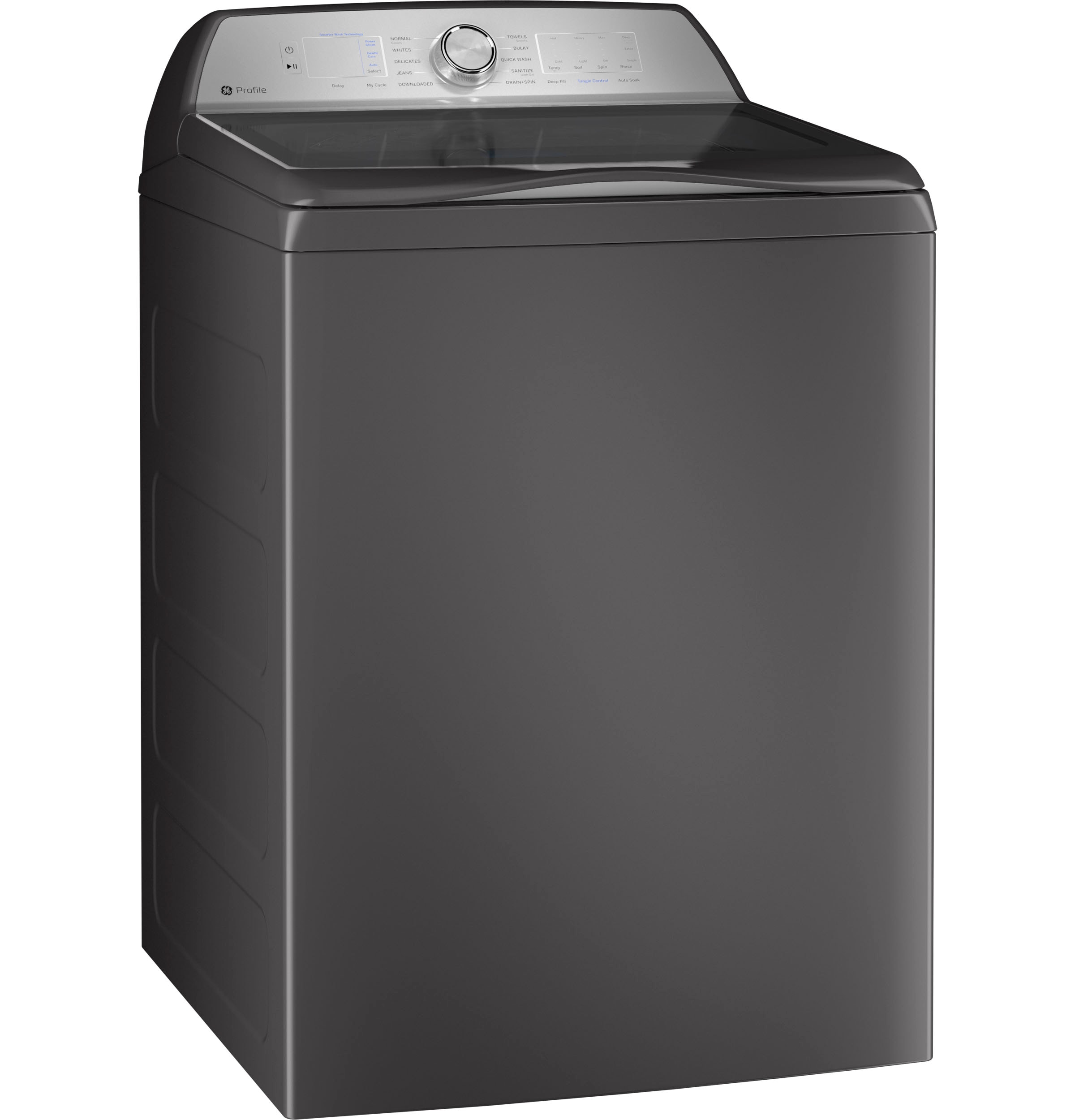 Lavadora de carga superior de alta eficiencia con impulsores inteligentes compatibles con tecnología inteligente de 5.0 pies cúbicos de la marca GE Profile (gris diamante) con certificación ENERGY STAR PTW600BPRDG.