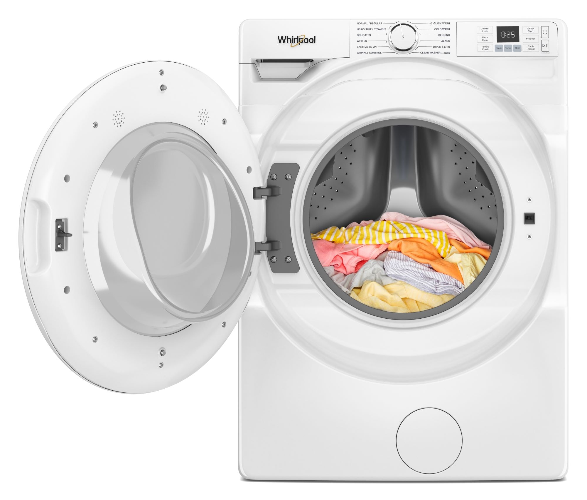 Lavadora de carga frontal de alta eficiencia Whirlpool de 4.5 pies cúbicos (Blanca) WFW4720RW