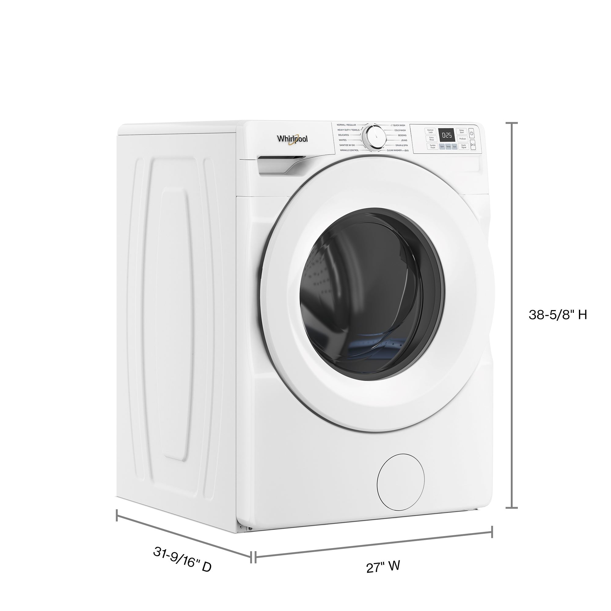 Lavadora de carga frontal de alta eficiencia Whirlpool de 4.5 pies cúbicos (Blanca) WFW4720RW