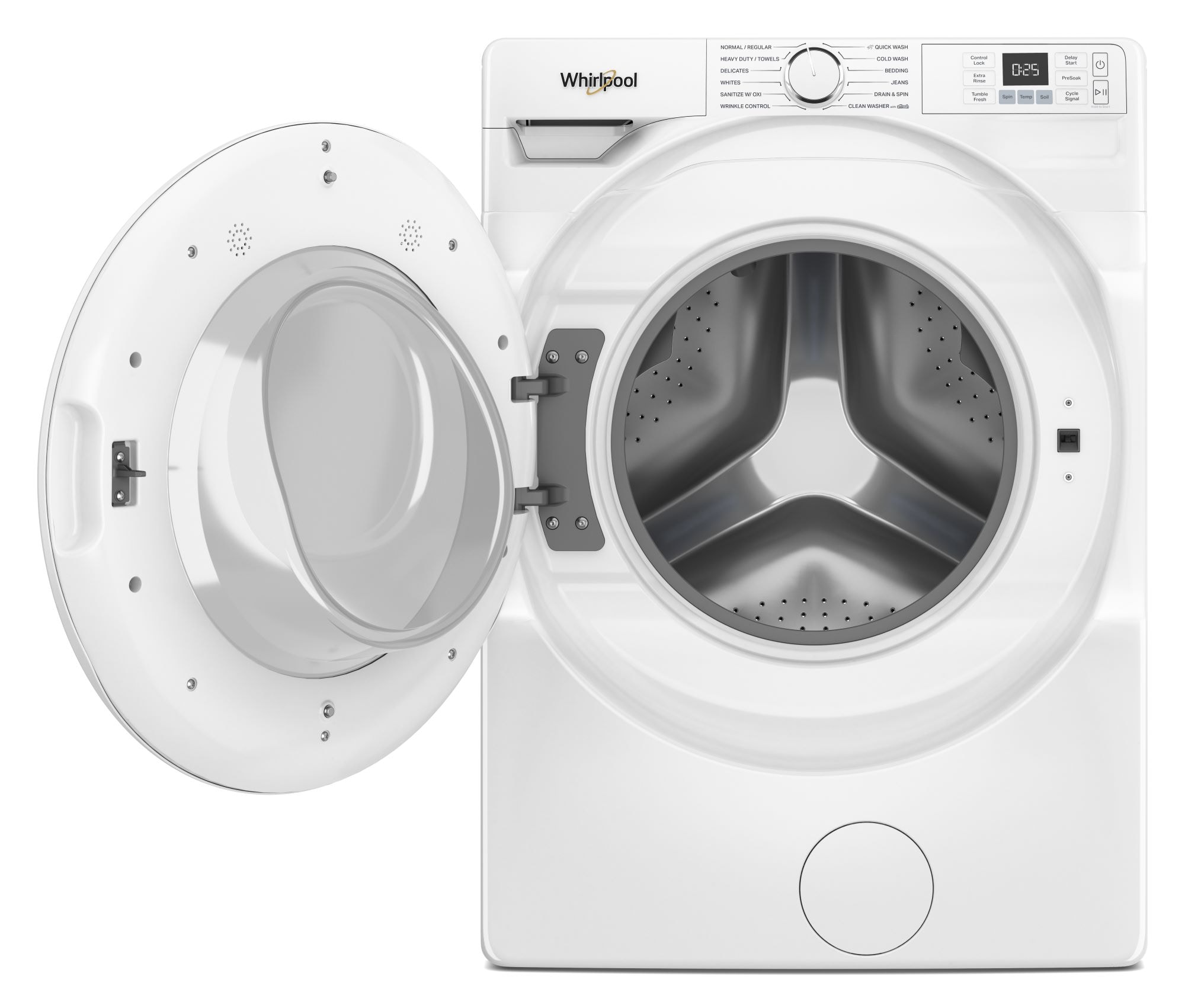 Lavadora de carga frontal de alta eficiencia Whirlpool de 4.5 pies cúbicos (Blanca) WFW4720RW