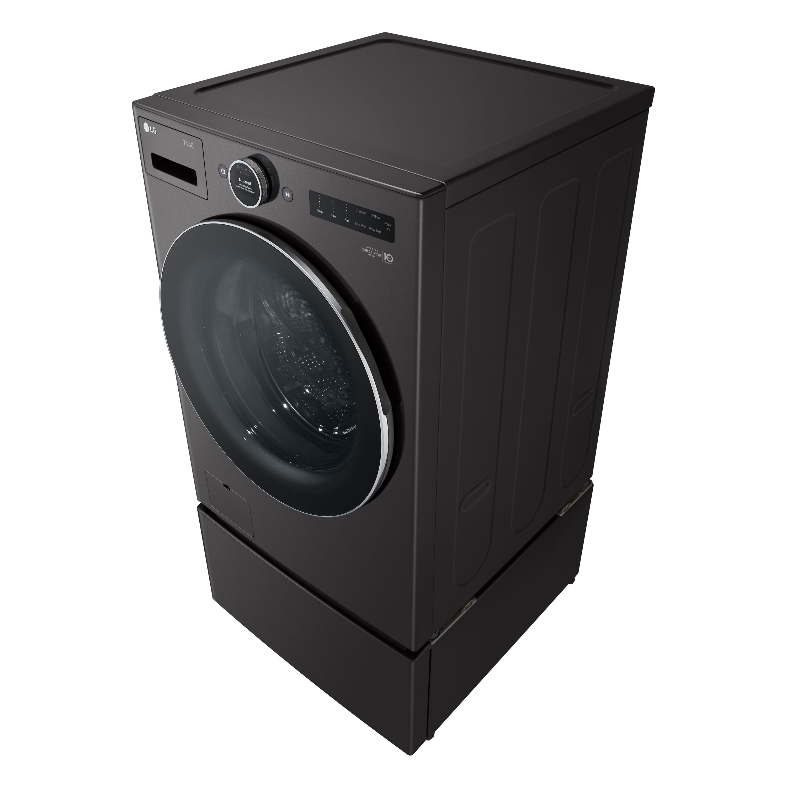 Lavadora frontal apilable inteligente con ciclo de vapor de 5.0 pies cúbicos (acero negro) ENERGY STAR LG WM6700HBA
