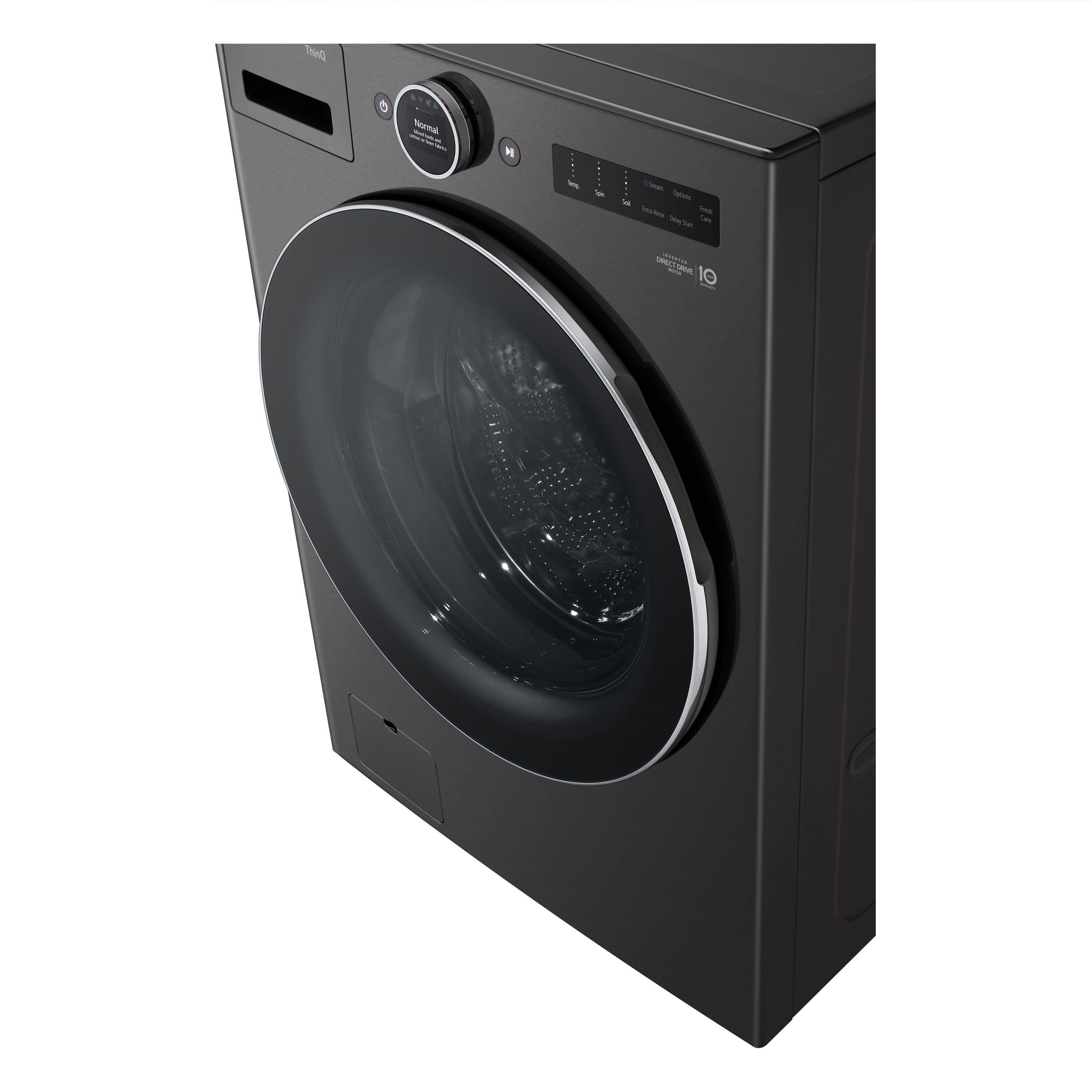 Lavadora frontal apilable inteligente con ciclo de vapor de 5.0 pies cúbicos (acero negro) ENERGY STAR LG WM6700HBA