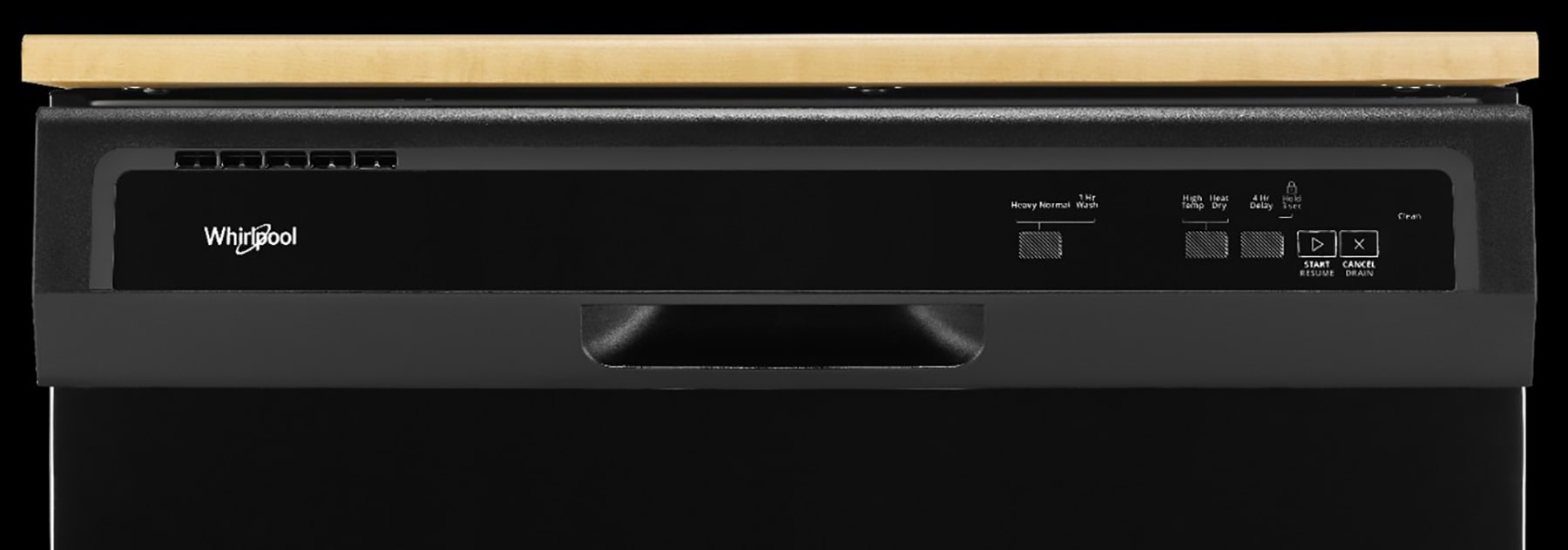 Lavavajillas portátil independiente Whirlpool de 24.125 pulgadas (Negro) Nivel de sonido estándar de 64 decibeles WDP370PAHB