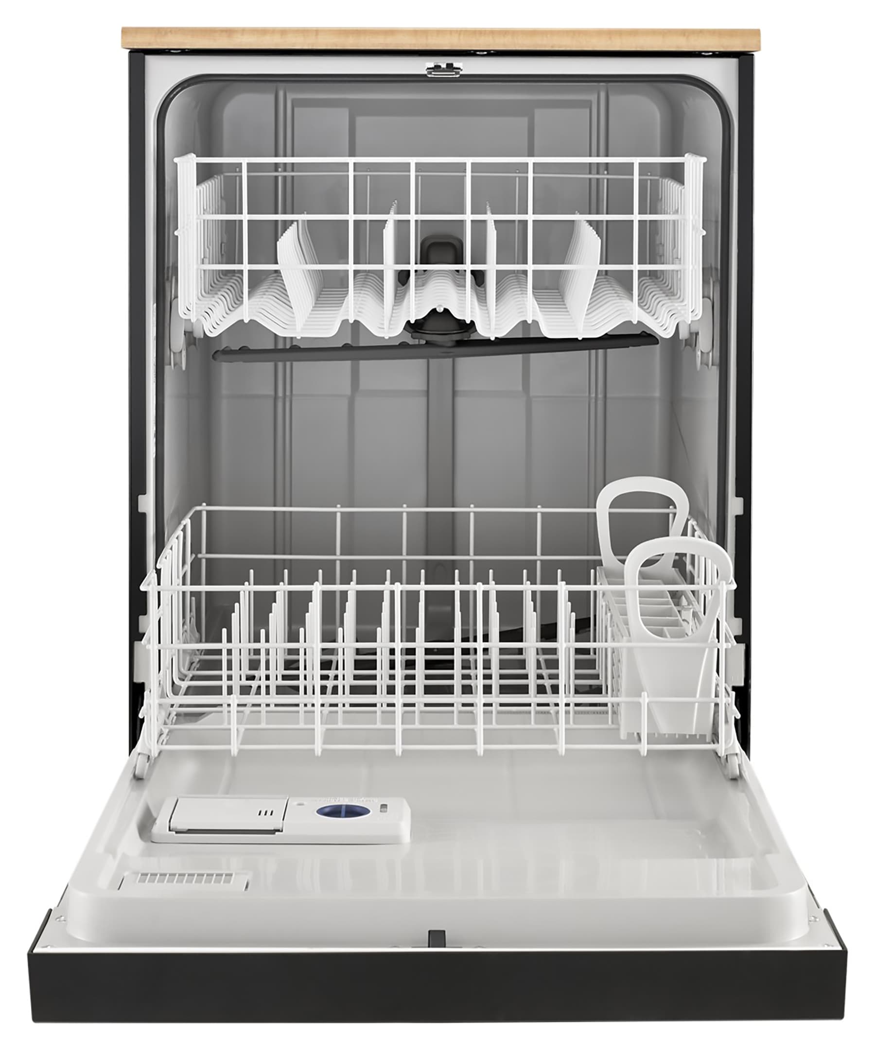 Lavavajillas portátil independiente Whirlpool de 24.125 pulgadas (Negro) Nivel de sonido estándar de 64 decibeles WDP370PAHB