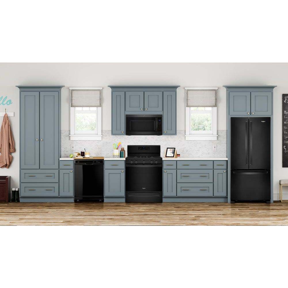 Lavavajillas portátil independiente Whirlpool de 24.125 pulgadas (Negro) Nivel de sonido estándar de 64 decibeles WDP370PAHB