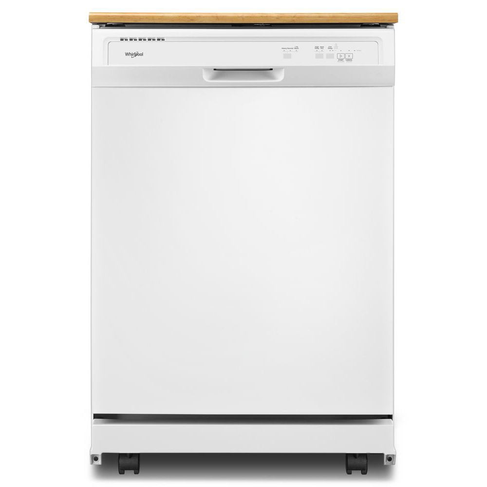 Lavavajillas portátil independiente Whirlpool de 24.125 pulgadas (Blanco) Nivel de ruido estándar de 64 decibeles WDP370PAHW