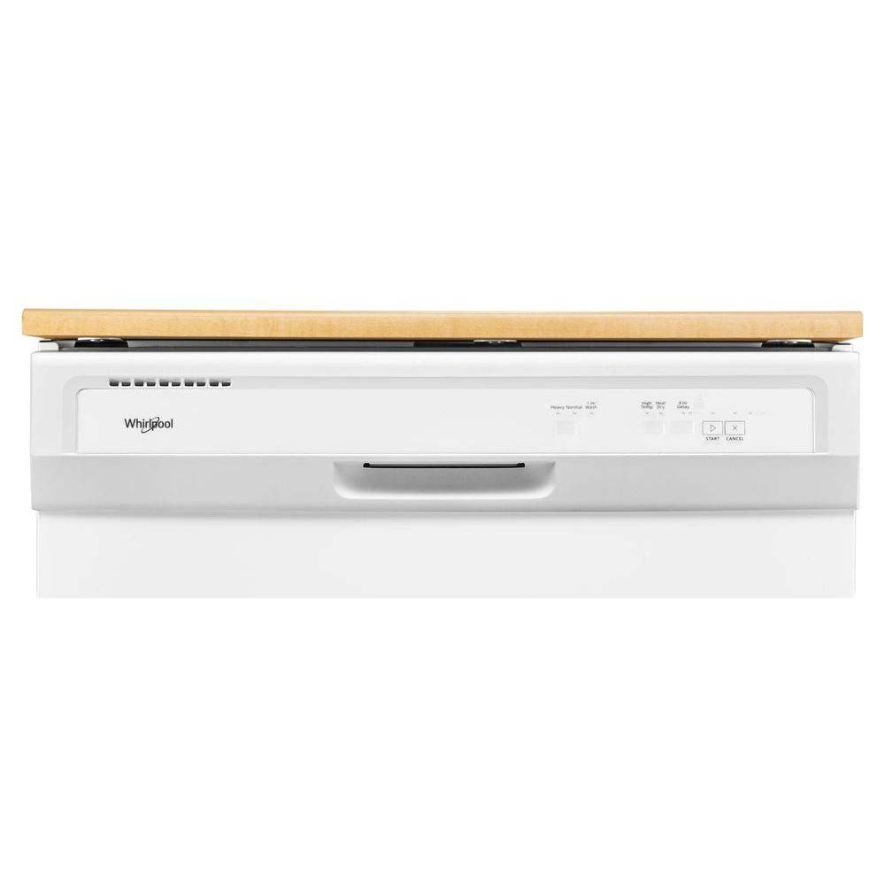 Lavavajillas portátil independiente Whirlpool de 24.125 pulgadas (Blanco) Nivel de ruido estándar de 64 decibeles WDP370PAHW