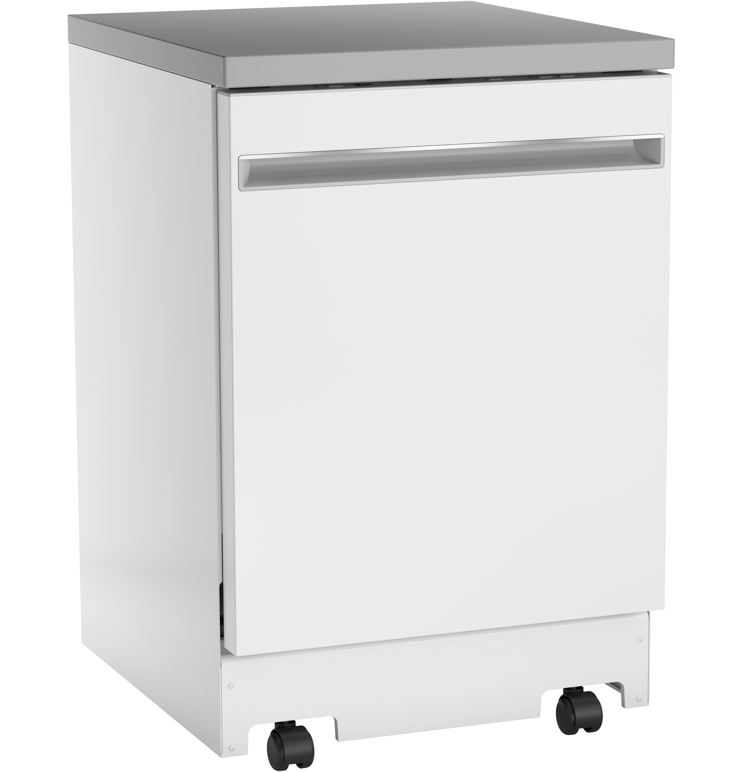 Lavavajillas portátil independiente GE de 23.625 pulgadas (blanco), certificado ENERGY STAR, nivel de sonido estándar de 54 decibeles GPT225SGLWW