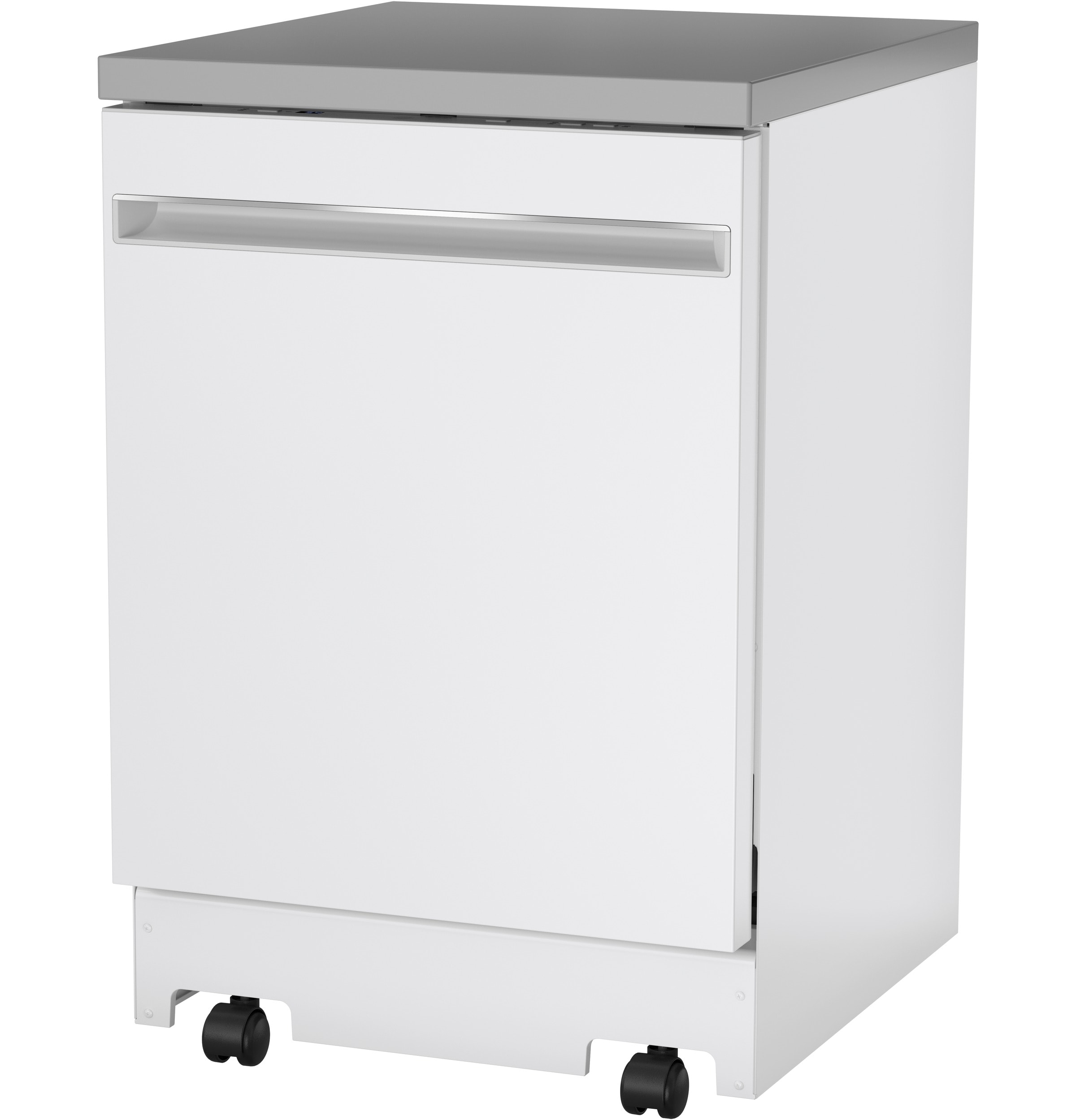 Lavavajillas portátil independiente GE de 23.625 pulgadas (blanco), certificado ENERGY STAR, nivel de sonido estándar de 54 decibeles GPT225SGLWW