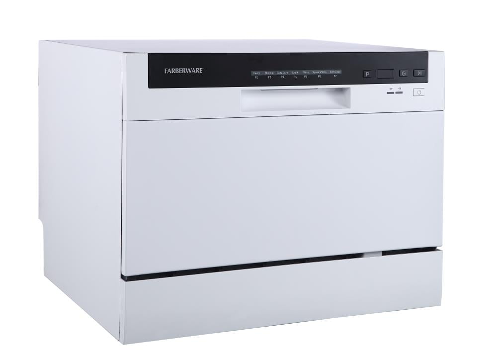 Lavavajillas portátil de mostrador Farberware Professional de 19.7 pulgadas (blanco) Nivel de sonido estándar de 54 decibelios FCD06ABBWHA