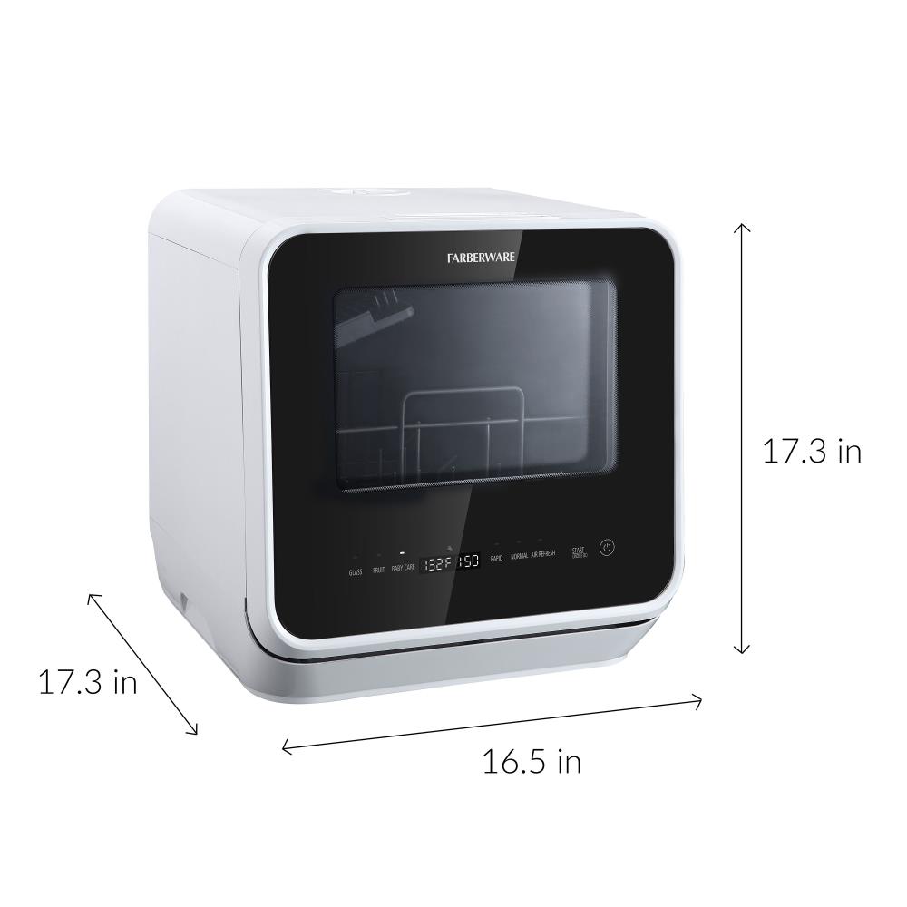 Lavavajillas portátil de mostrador Farberware Professional de 16.5 pulgadas (Blanco) Certificado ENERGY STAR, Nivel de ruido estándar de 62 decibelios FDW05ASBWHA