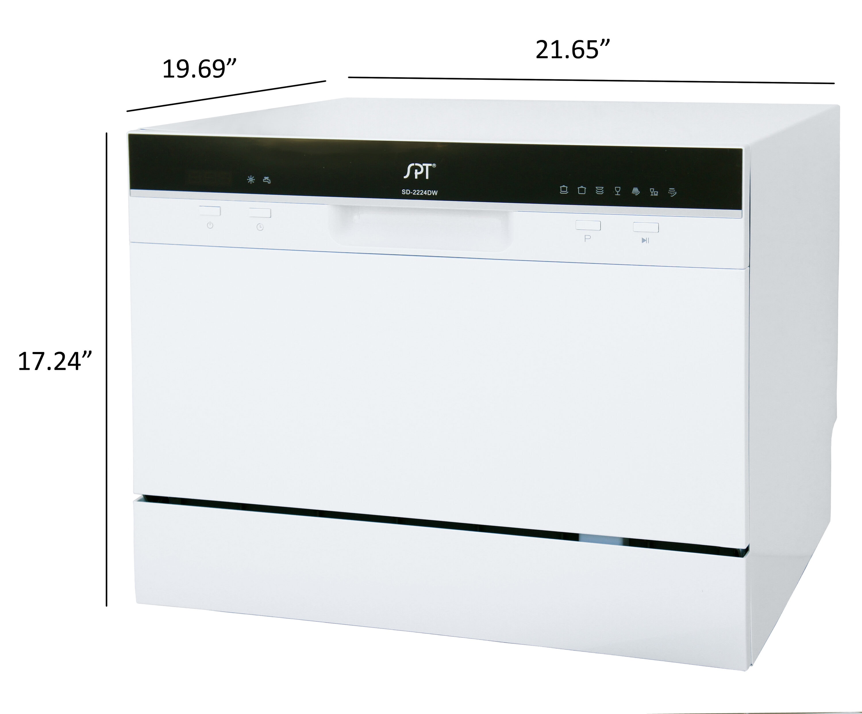 Lavavajillas portátil de encimera de 21.65 pulgadas (blanco) certificado ENERGY STAR, nivel de sonido estándar de 55 decibeles SD-2224DWB
