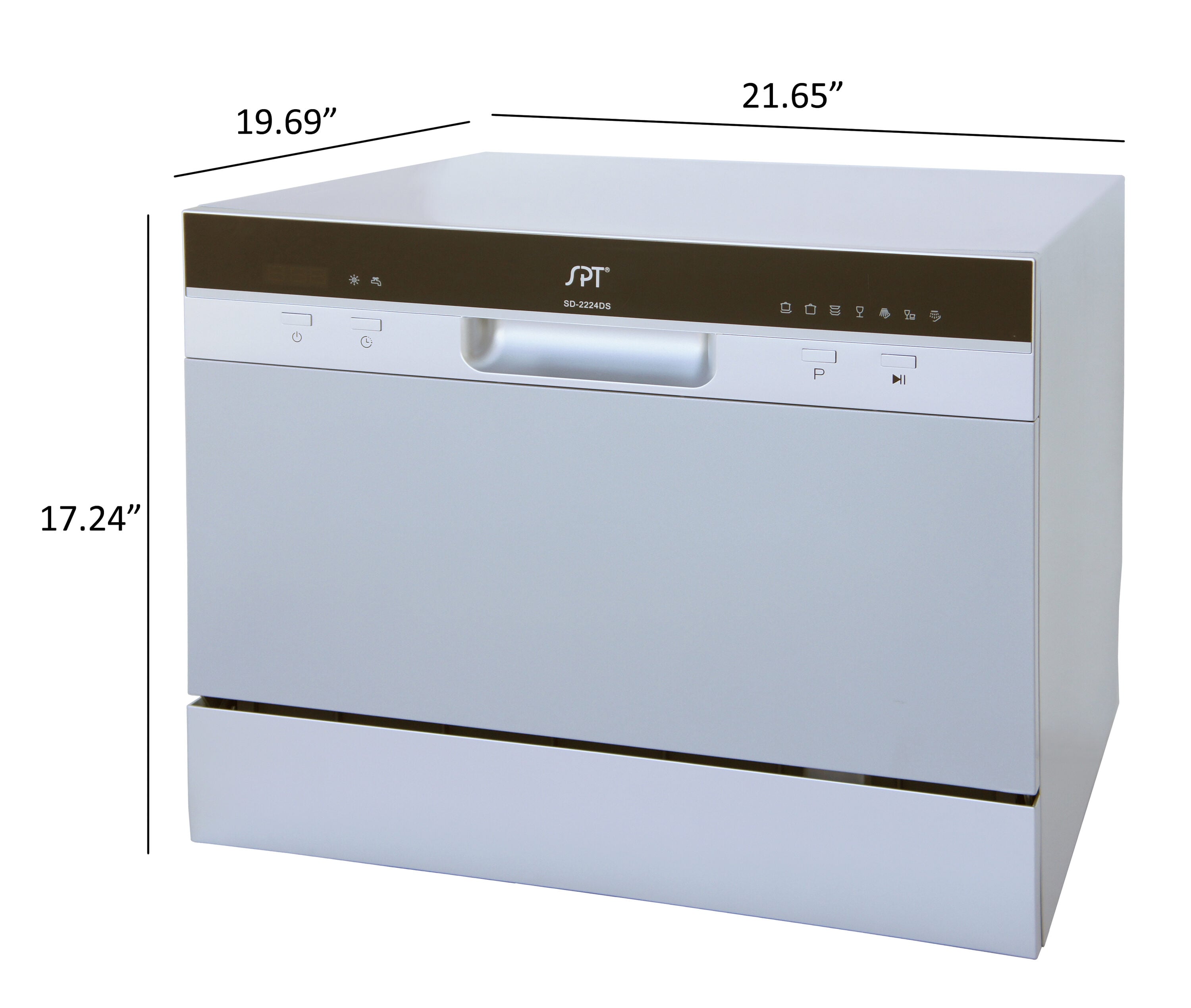 Lavavajillas portátil para encimera de 21.65 pulgadas (aspecto metálico) certificado ENERGY STAR, nivel de sonido estándar de 55 decibeles SD-2224DSB