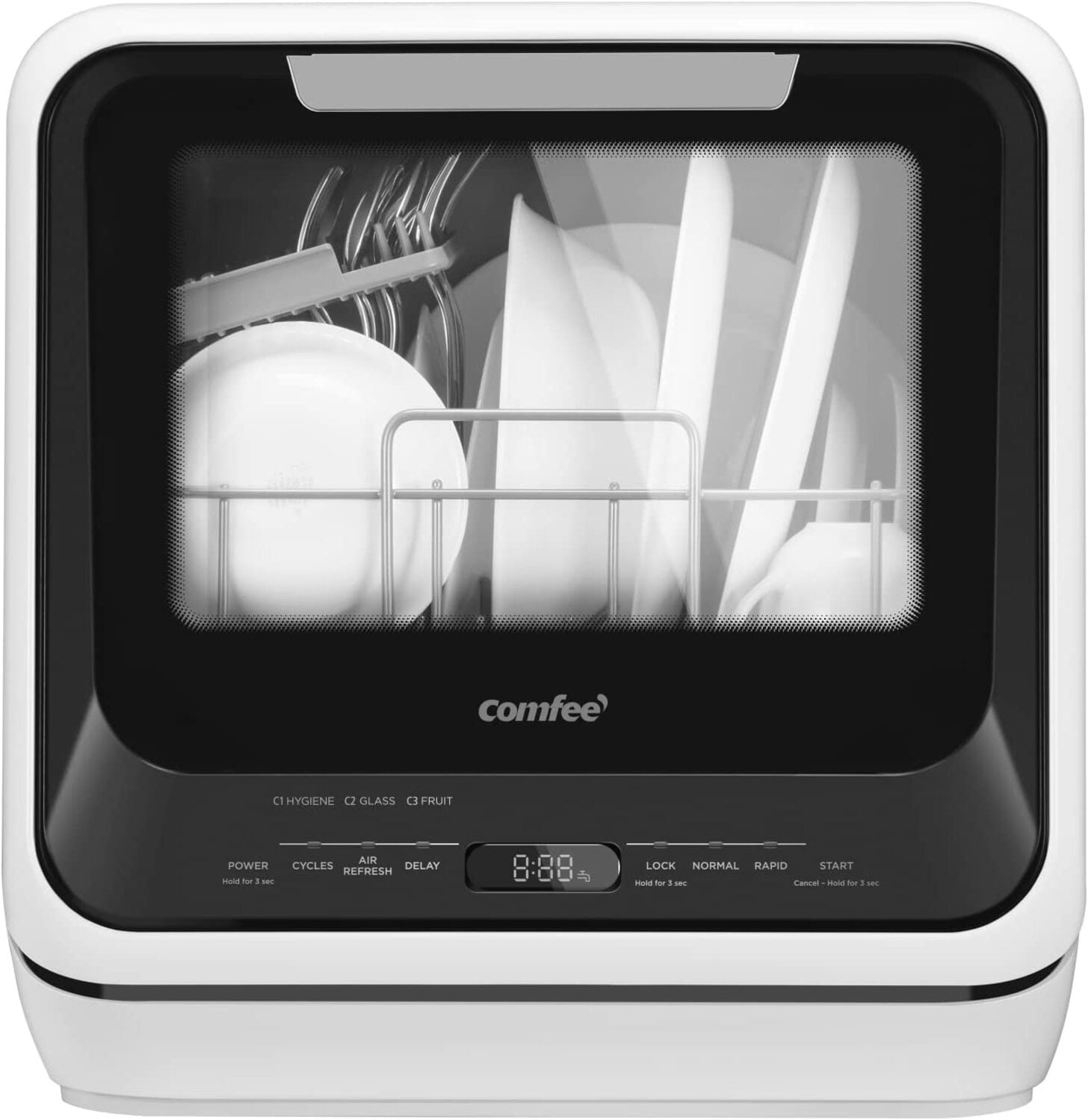 Lavavajillas portátil de encimera Comfee de 16.5 pulgadas (Negro) Nivel de sonido estándar de 62 decibeles CDC17P0ABB