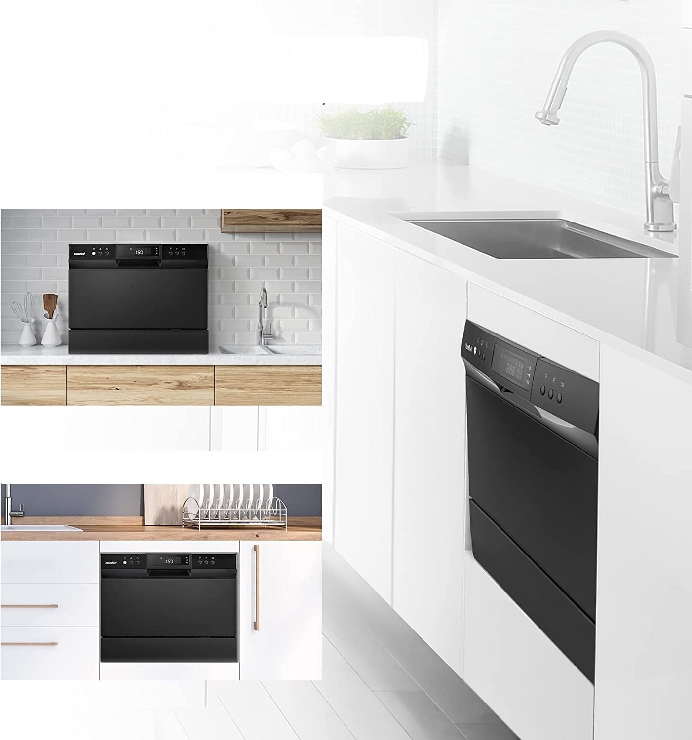 Lavavajillas portátil de encimera Comfee de 21.6 pulgadas (Negro) Certificado ENERGY STAR, Nivel de sonido muy tranquilo de 49 decibeles CDC22P1BBB