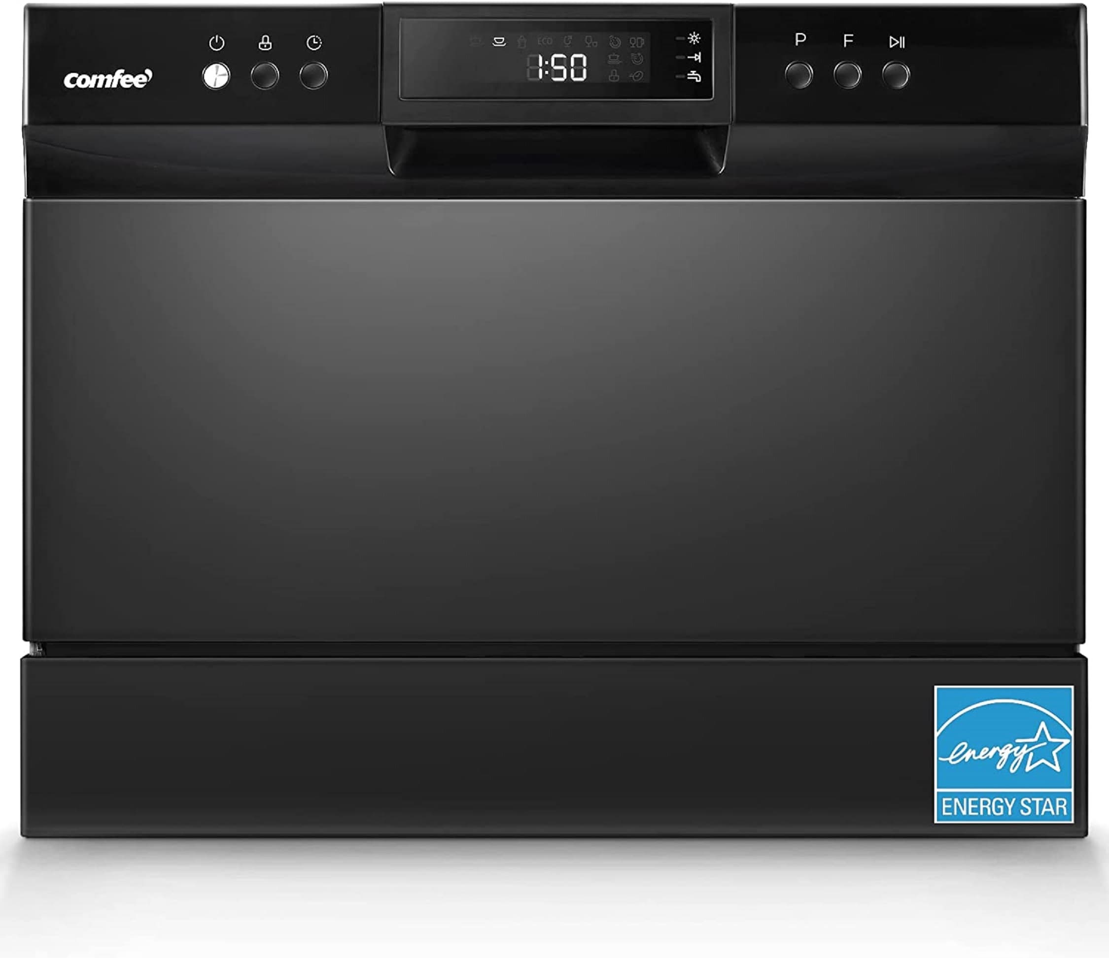 Lavavajillas portátil de encimera Comfee de 21.6 pulgadas (Negro) Certificado ENERGY STAR, Nivel de sonido muy tranquilo de 49 decibeles CDC22P1BBB