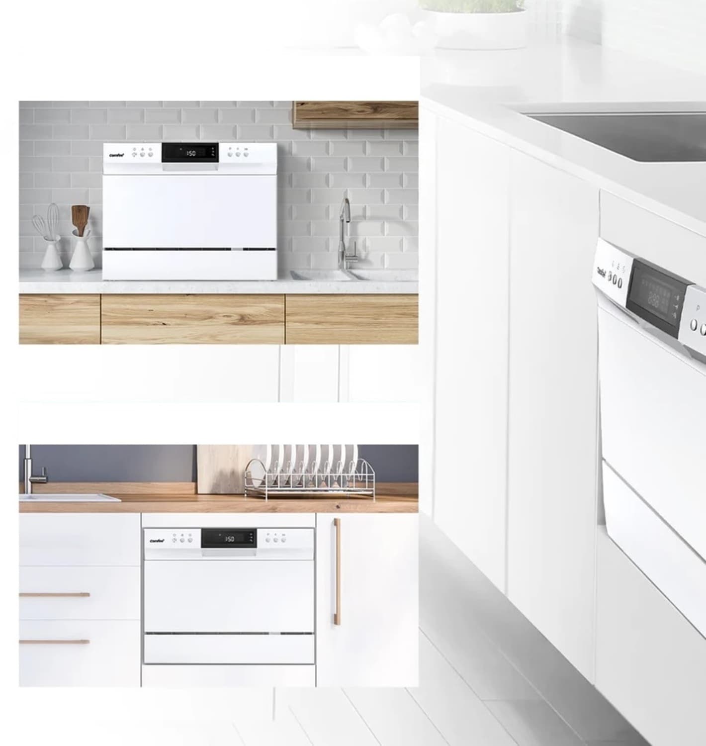 Lavavajillas portátil de encimera Comfee de 21.6 pulgadas (Blanco) Certificado ENERGY STAR, Nivel de Sonido muy tranquilo de 49 decibeles CDC22P2AWW