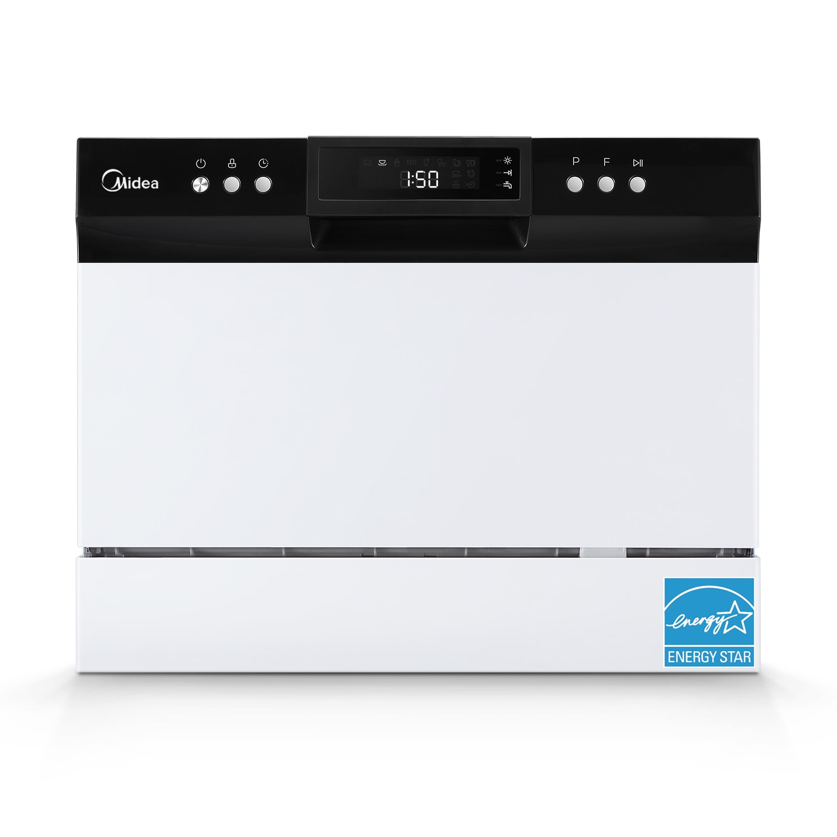 Lavavajillas portátil de encimera Midea de 21.63 pulgadas (blanco) Nivel de sonido estándar de 52 decibeles MDC22P1AWW