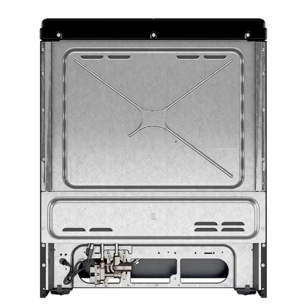 Estufa eléctrica de doble horno independiente con 5 quemadores, horno de convección y cubierta de vidrio de 30 pulgadas de acero inoxidable.