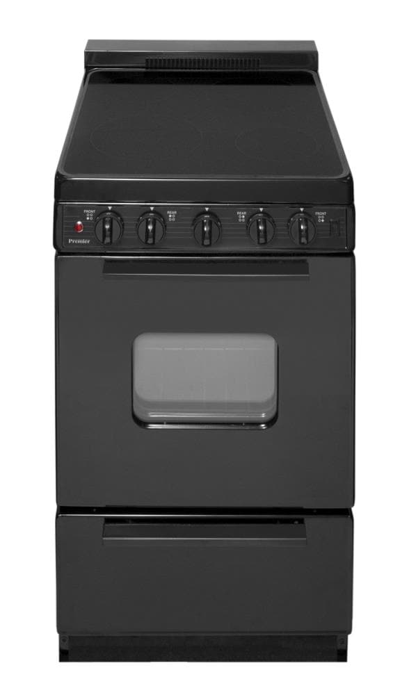 Estufa eléctrica independiente con 4 quemadores y tapa de vidrio de 20 pulgadas, 2.4 pies cúbicos - Negro sobre negro
