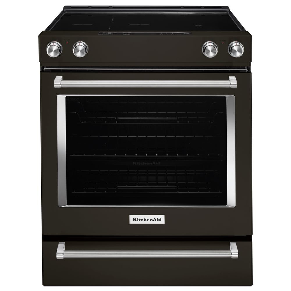 Estufa Eléctrica de Empotrar con Horno de Convección de 6.4 pies cúbicos y 5 Quemadores de Vidrio de 30 pulgadas de KitchenAid (Acabado en Acero Inoxidable Negro con PRINTSHIELD) KSEG700EBS
