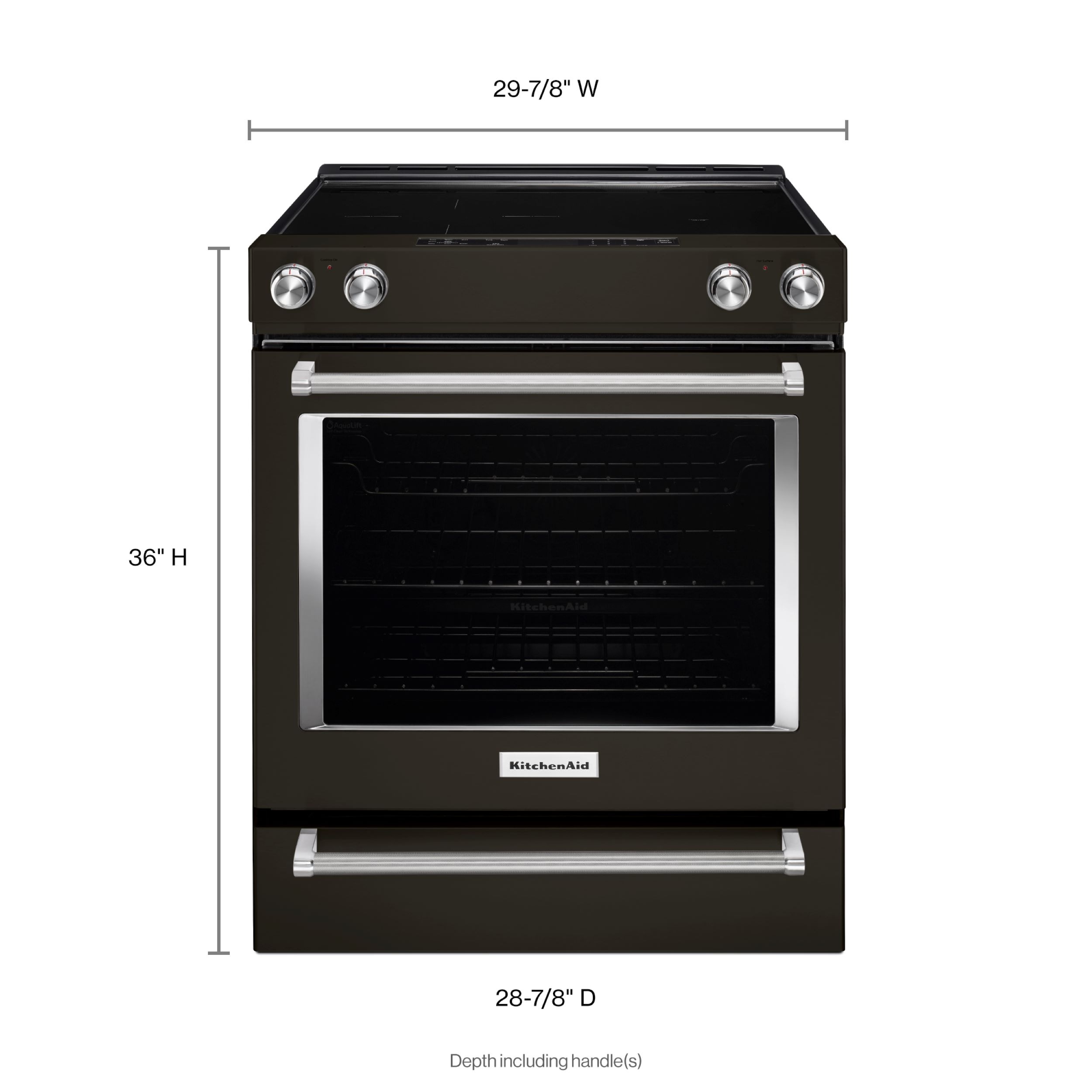 Estufa Eléctrica de Empotrar con Horno de Convección de 6.4 pies cúbicos y 5 Quemadores de Vidrio de 30 pulgadas de KitchenAid (Acabado en Acero Inoxidable Negro con PRINTSHIELD) KSEG700EBS