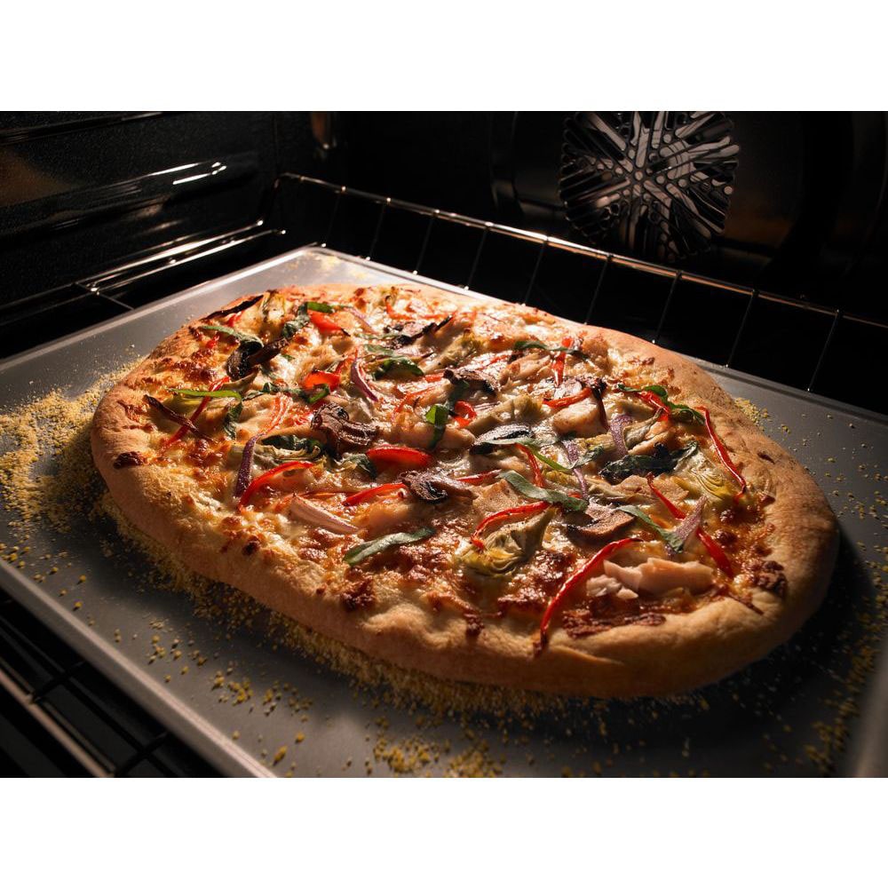 Estufa Eléctrica Doble con Horno de Convección y Cubierta de Vidrio de 30 pulgadas, 5 quemadores y 4.2 pies cúbicos / 2.5 pies cúbicos de capacidad, acero inoxidable resistente a huellas dactilares.