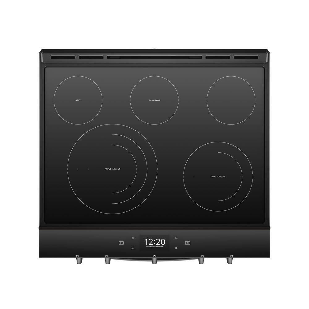 Estufa Eléctrica de Empotrar con freidora de aire y 5 quemadores de vidrio de 30 pulgadas de Whirlpool (negro) - WEE750H0HB