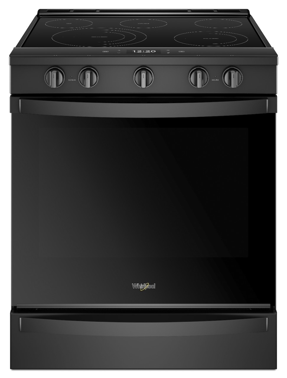 Estufa Eléctrica de Empotrar con freidora de aire y 5 quemadores de vidrio de 30 pulgadas de Whirlpool (negro) - WEE750H0HB