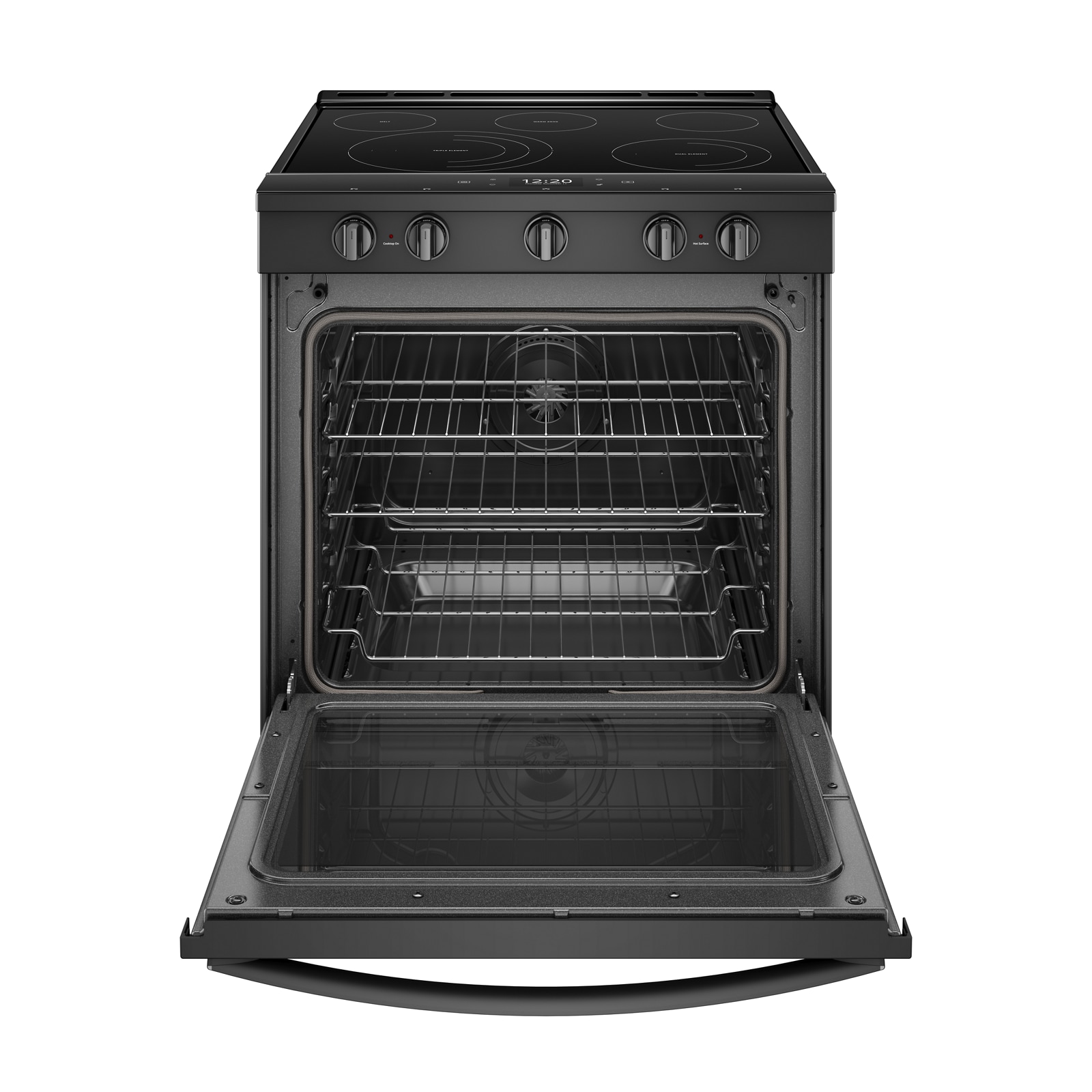 Estufa Eléctrica de Empotrar con freidora de aire y 5 quemadores de vidrio de 30 pulgadas de Whirlpool (negro) - WEE750H0HB