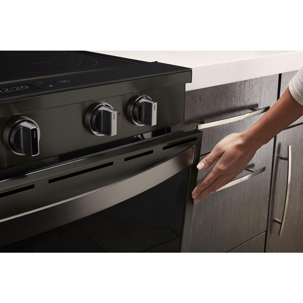 Estufa Eléctrica de Empotrar con freidora de aire y 5 quemadores de vidrio de 30 pulgadas de Whirlpool (negro) - WEE750H0HB