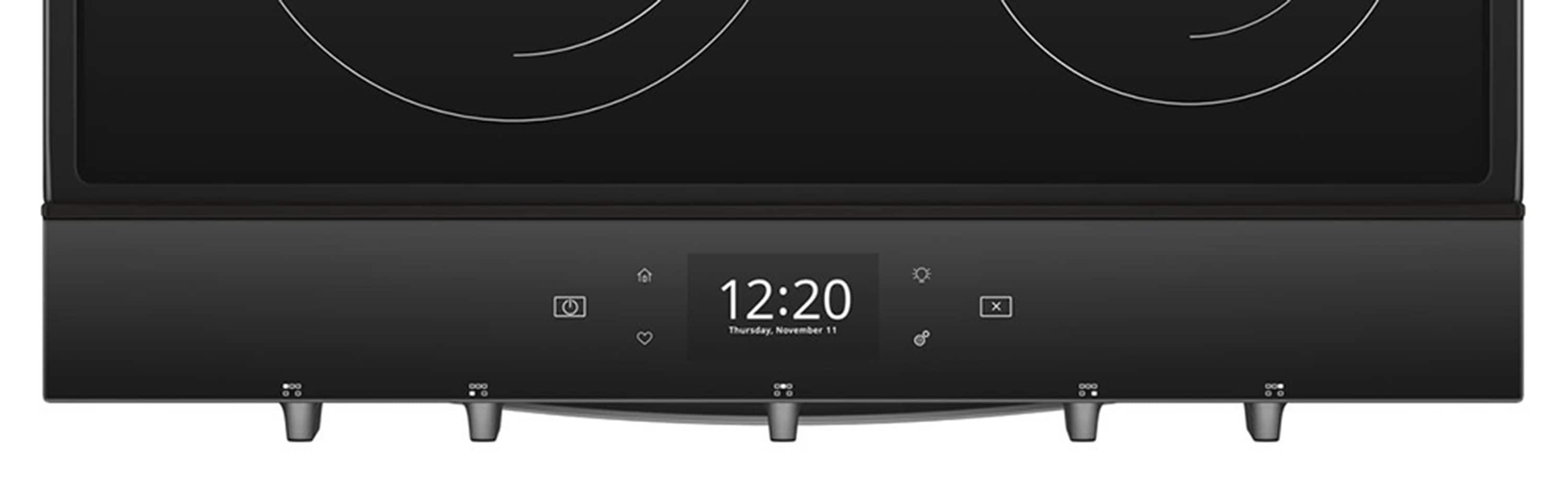 Estufa eléctrica empotrable de vidrio con 5 quemadores y horno de convección con freidora de aire en acero inoxidable negro resistente a las huellas dactilares de 30 pulgadas - Whirlpool WEE750H0HV