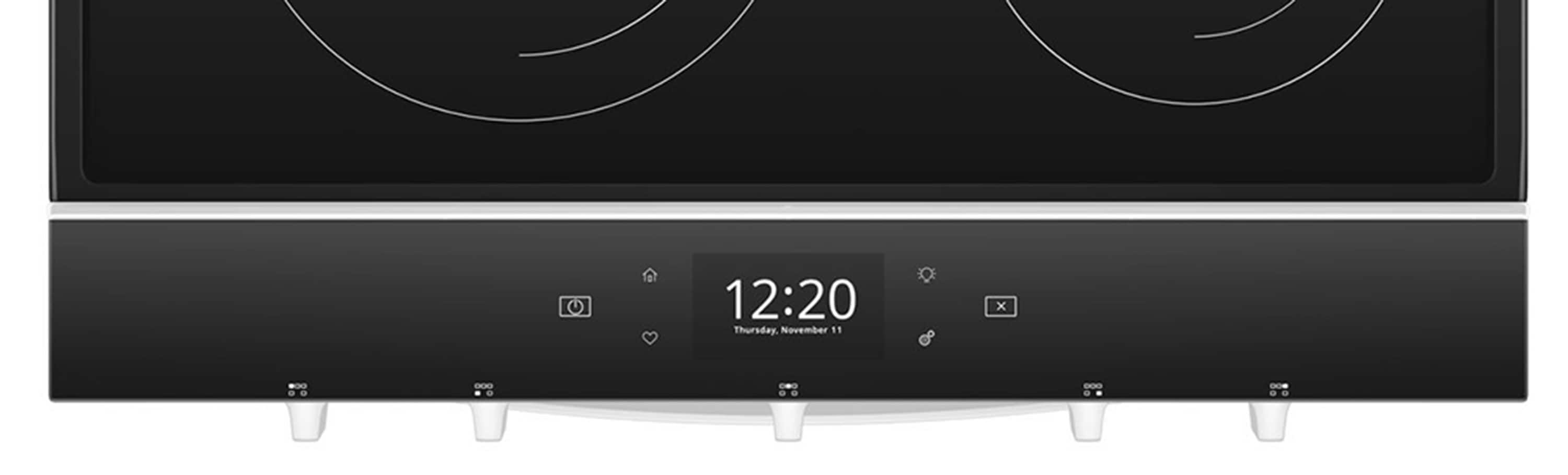 Estufa eléctrica tipo slide-in con 5 quemadores y horno de aire fry de 6.4 pies cúbicos con cubierta de vidrio de 30 pulgadas (blanca) de Whirlpool