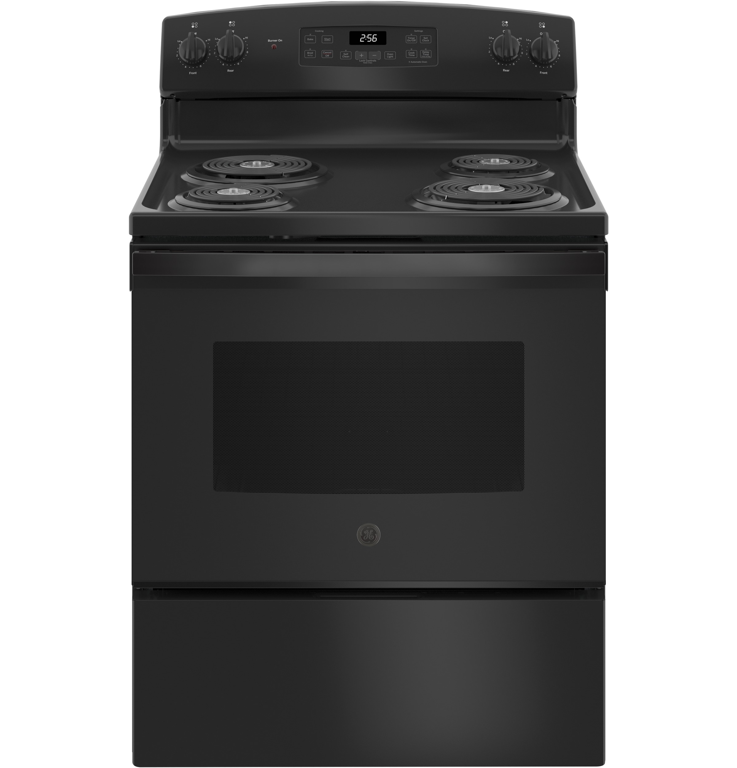 Estufa eléctrica independiente de 30 pulgadas con 4 quemadores y horno de 5.0 pies cúbicos (Negro)