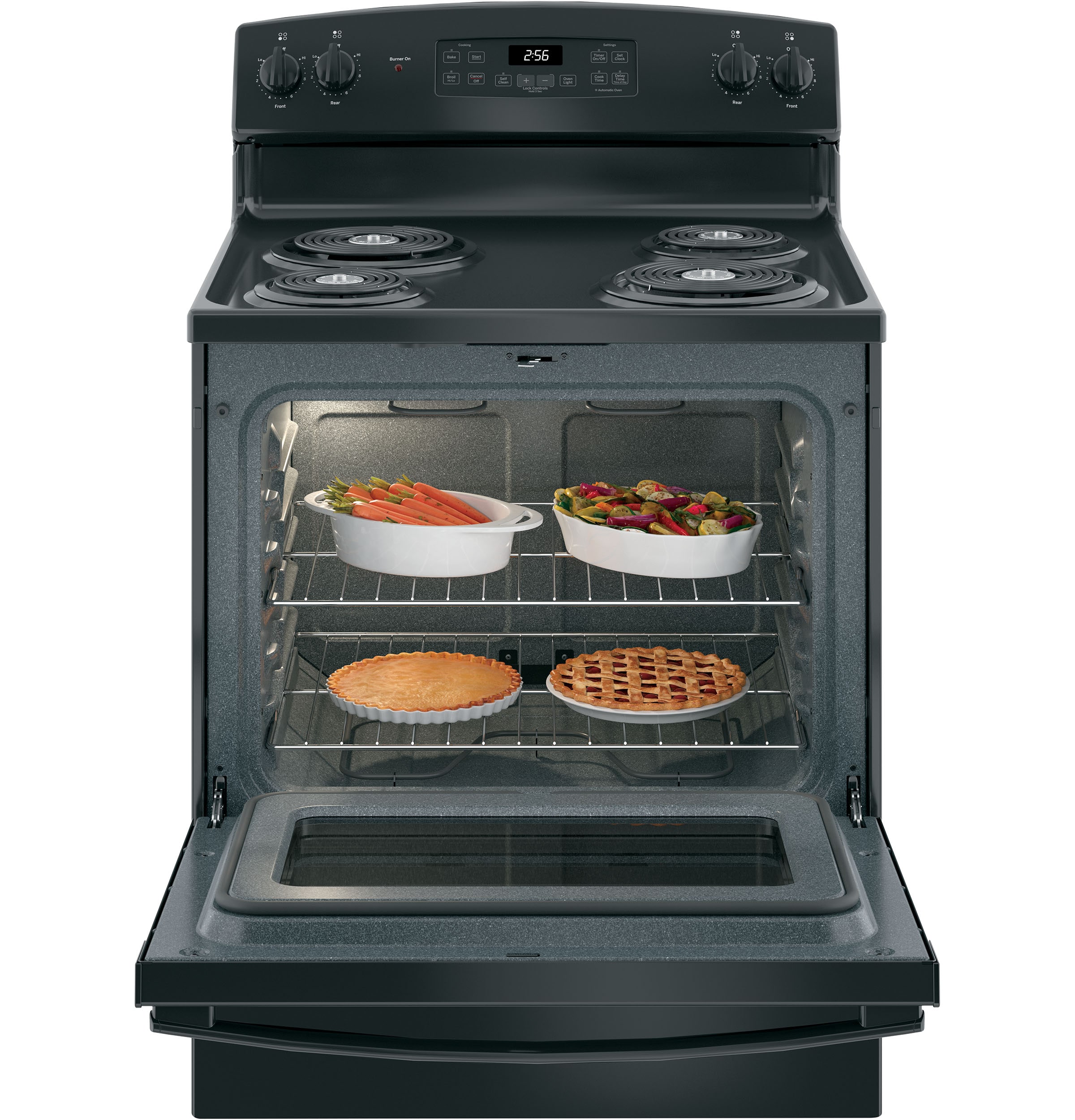 Estufa eléctrica independiente de 30 pulgadas con 4 quemadores y horno de 5.0 pies cúbicos (Negro)