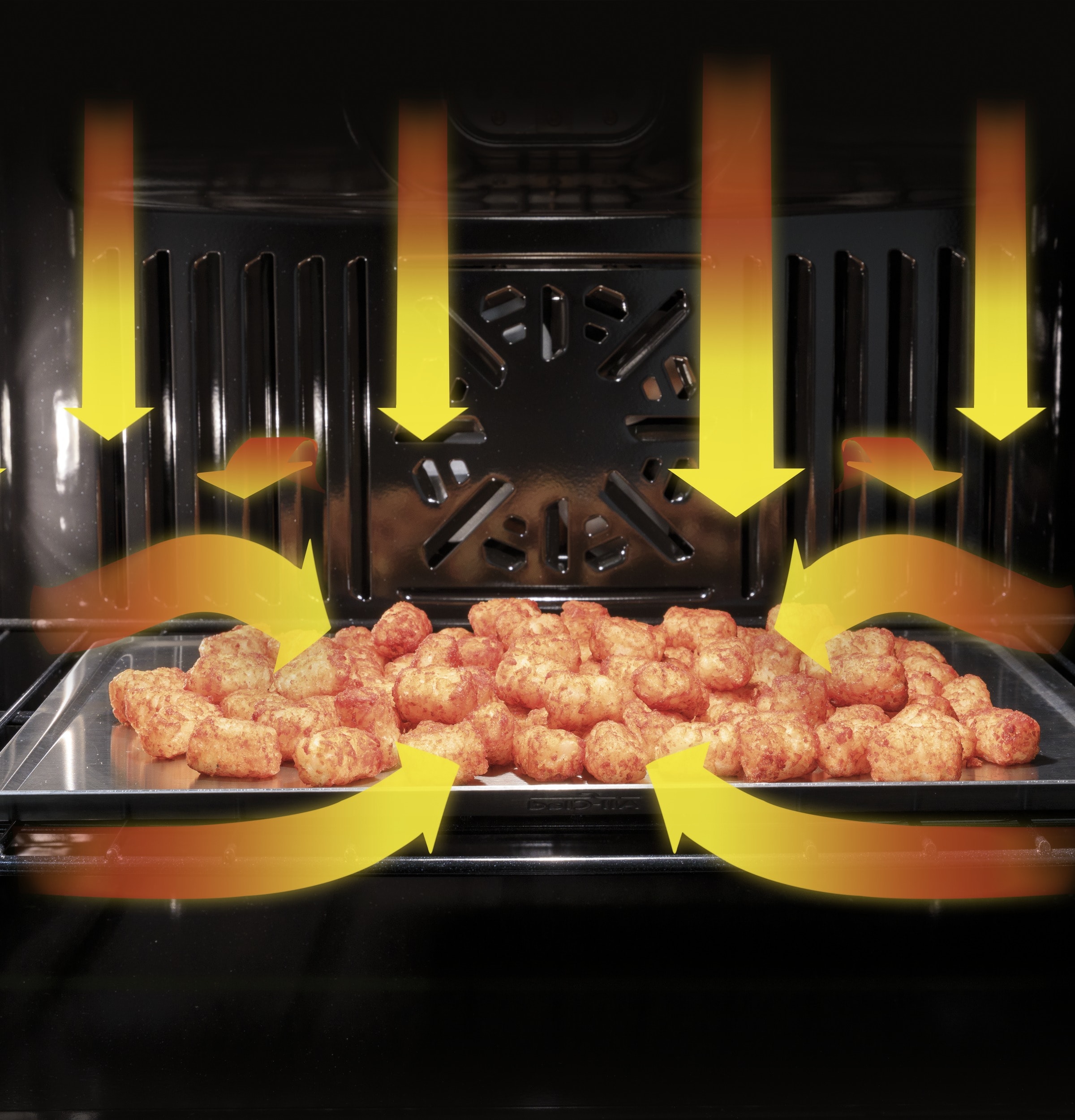 Estufa eléctrica de empotrar con horno de convección de aire frito, 5 quemadores y cubierta de vidrio de 30 pulgadas (5.7 pies cúbicos, acero inoxidable)