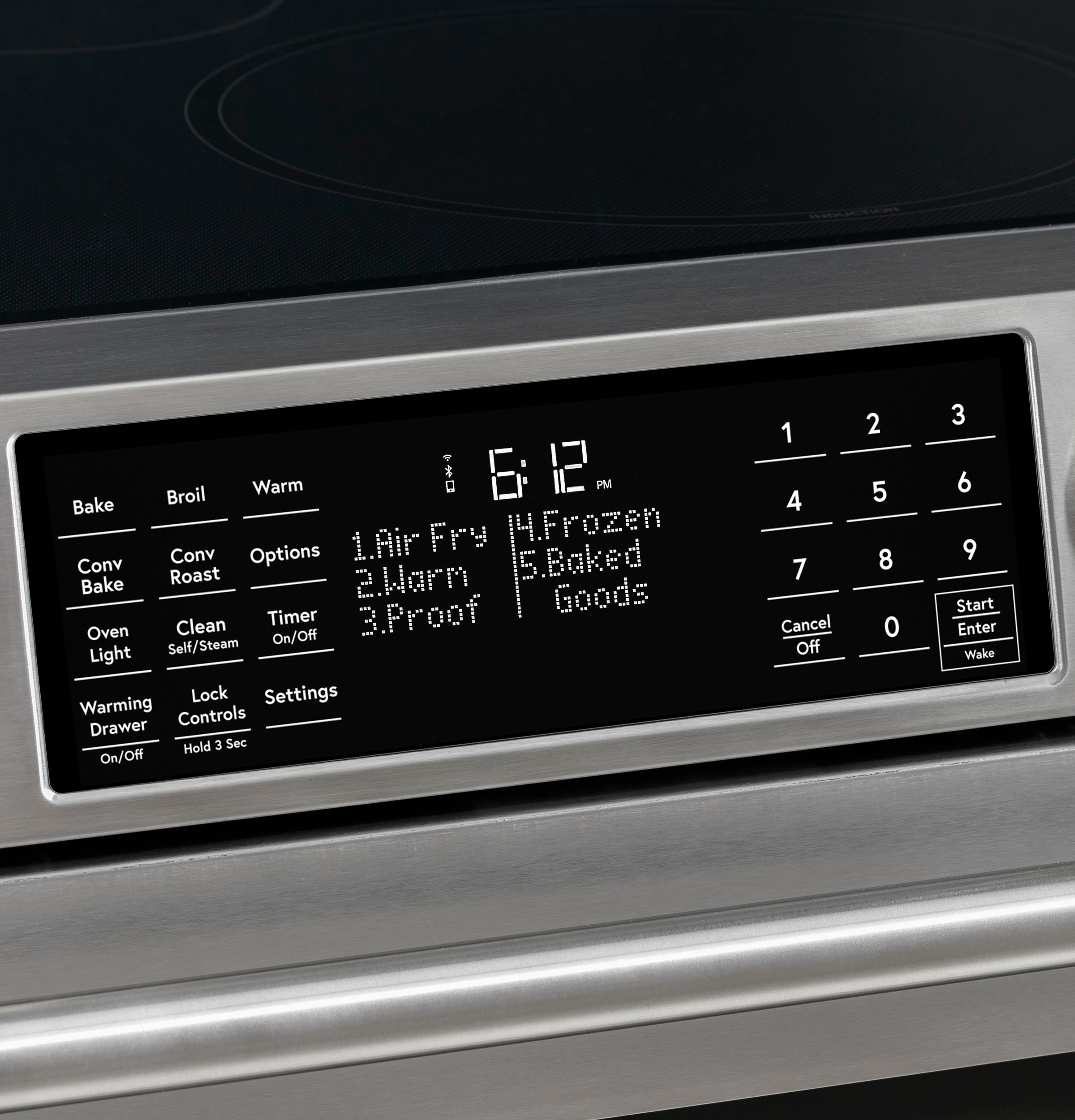 Estufa eléctrica de empotrar con horno de convección de aire frito, 5 quemadores y cubierta de vidrio de 30 pulgadas (5.7 pies cúbicos, acero inoxidable)