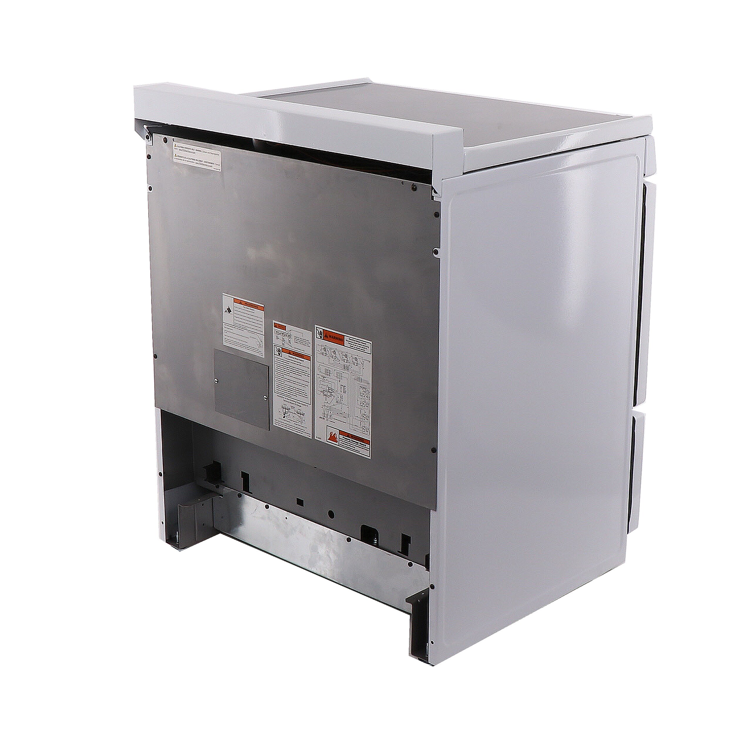 Estufa eléctrica independiente con tapa de vidrio y 4 quemadores, 3.9 pies cúbicos, color blanco sobre blanco