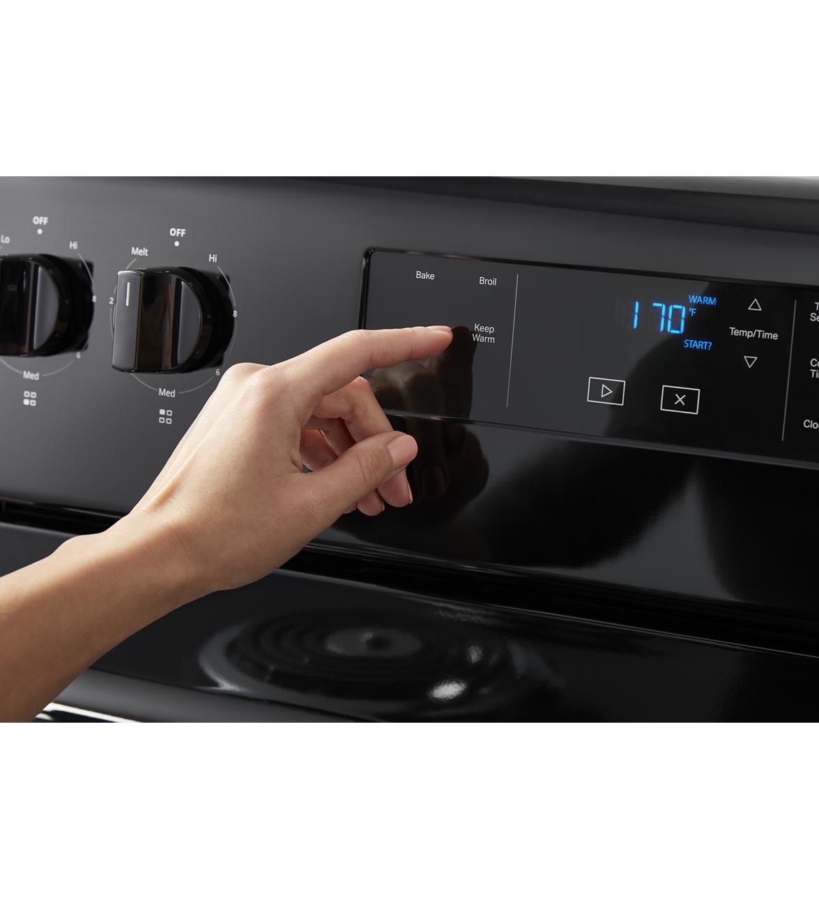Estufa Eléctrica Independiente de 30 pulgadas con 4 quemadores de 4.8 pies cúbicos en color negro