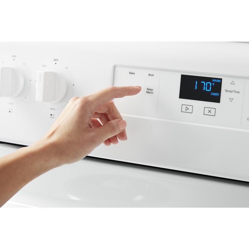 Estufa eléctrica independiente Whirlpool de 30 pulgadas con 4 quemadores y 4.8 pies cúbicos (Blanca) WFC150M0JW
