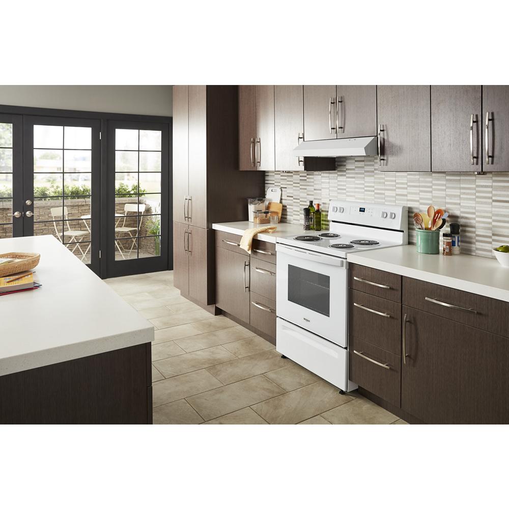 Estufa eléctrica independiente Whirlpool de 30 pulgadas con 4 quemadores y 4.8 pies cúbicos (Blanca) WFC150M0JW