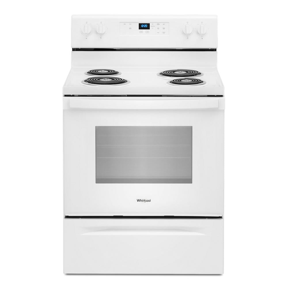 Estufa eléctrica independiente Whirlpool de 30 pulgadas con 4 quemadores y 4.8 pies cúbicos (Blanca) WFC150M0JW